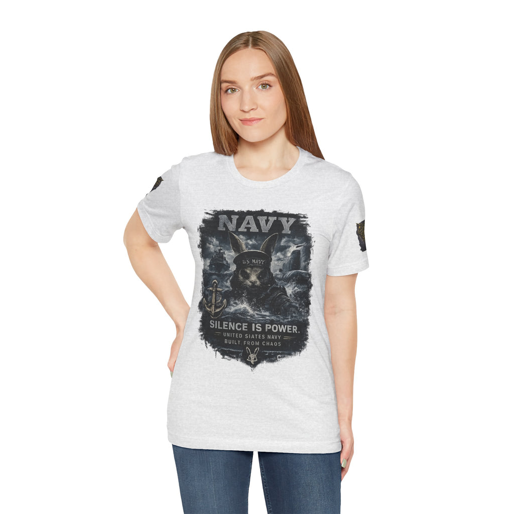 Navy 'Silence Is Power' Skull Anchor Tee — Fair Winds & Following Seas Back Graphic
