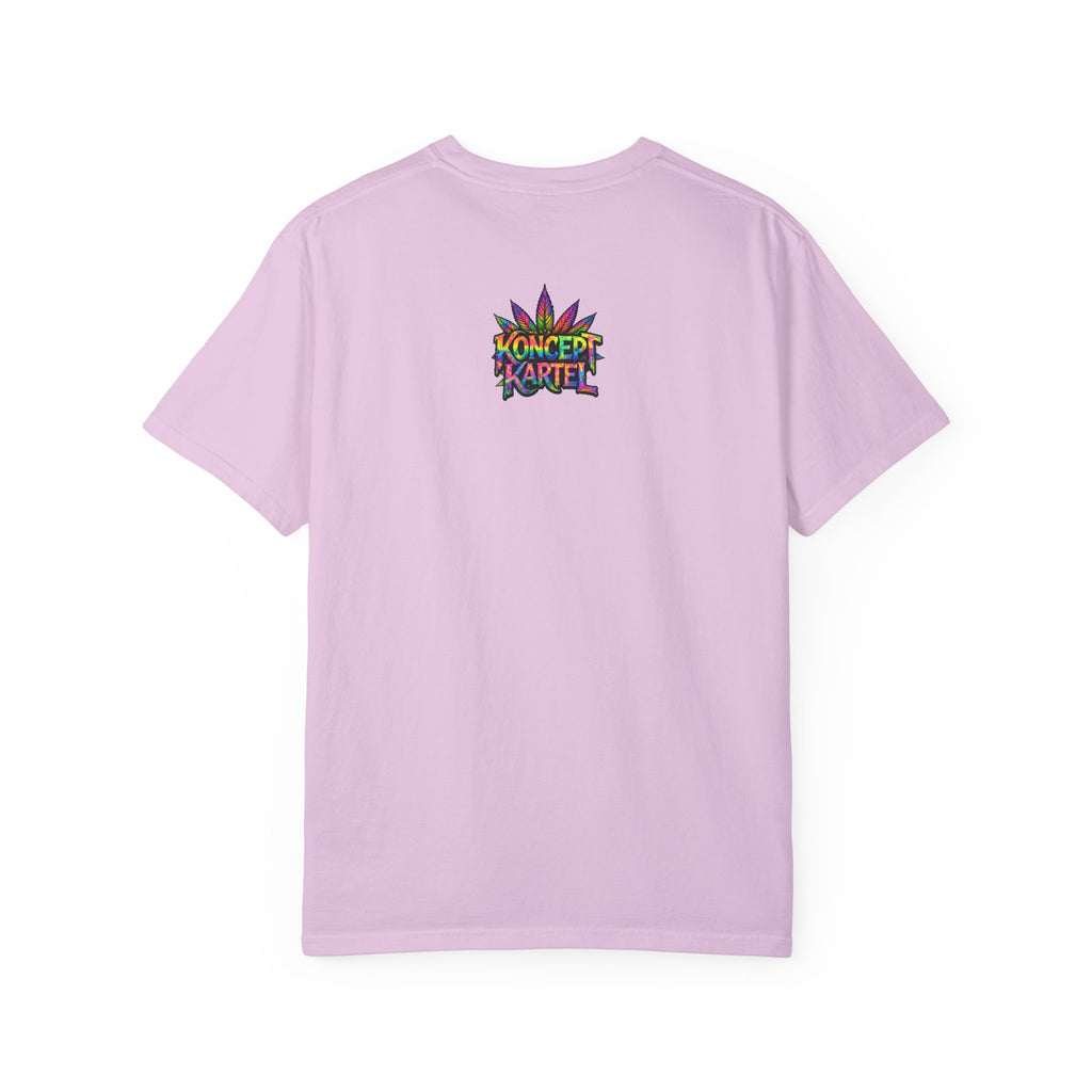 420 Psychedelic Cat T-Shirt — Colorful Mushroom Smoke Graphic