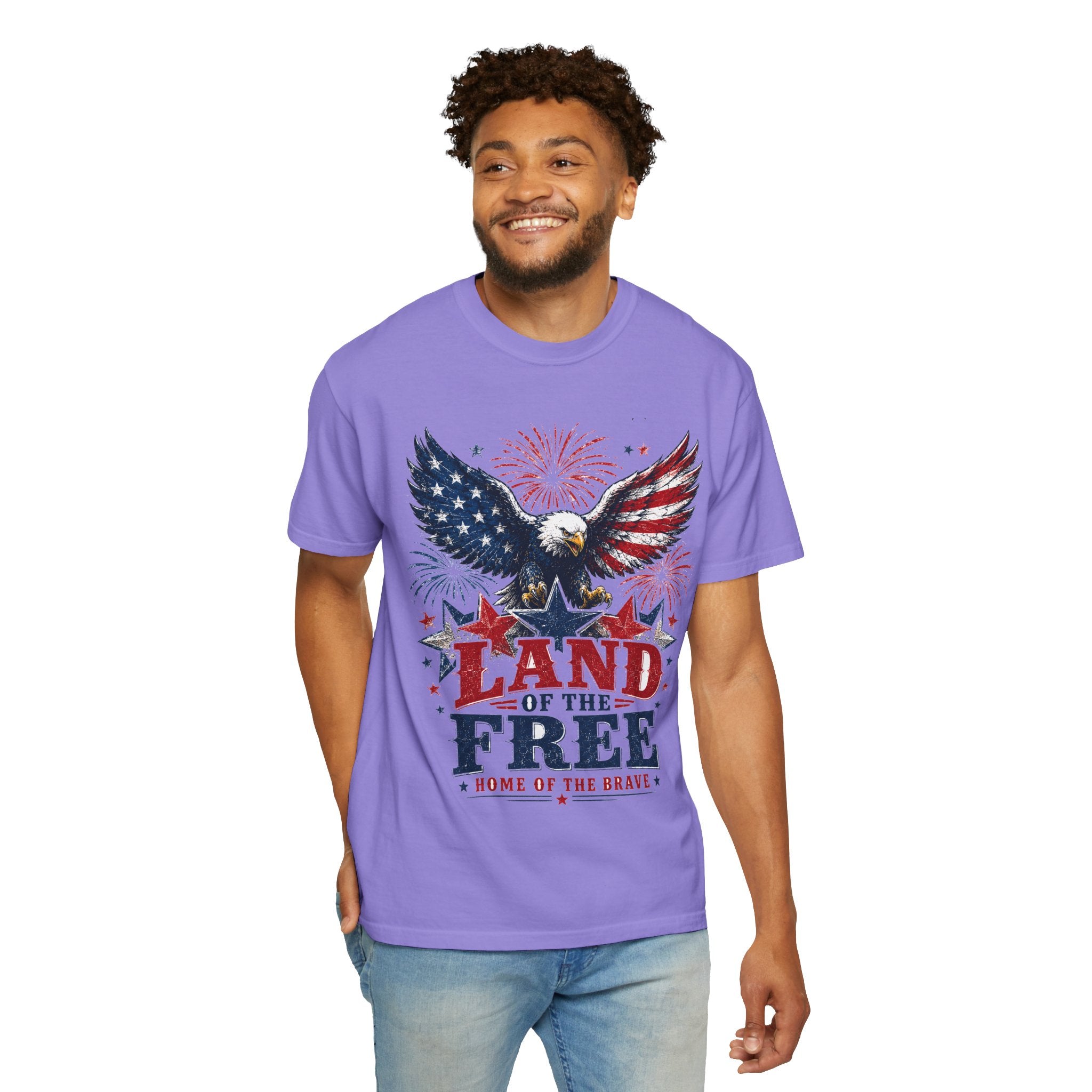 Patriotic Eagle T-Shirt — "Land of the Free, Home of the Brave"