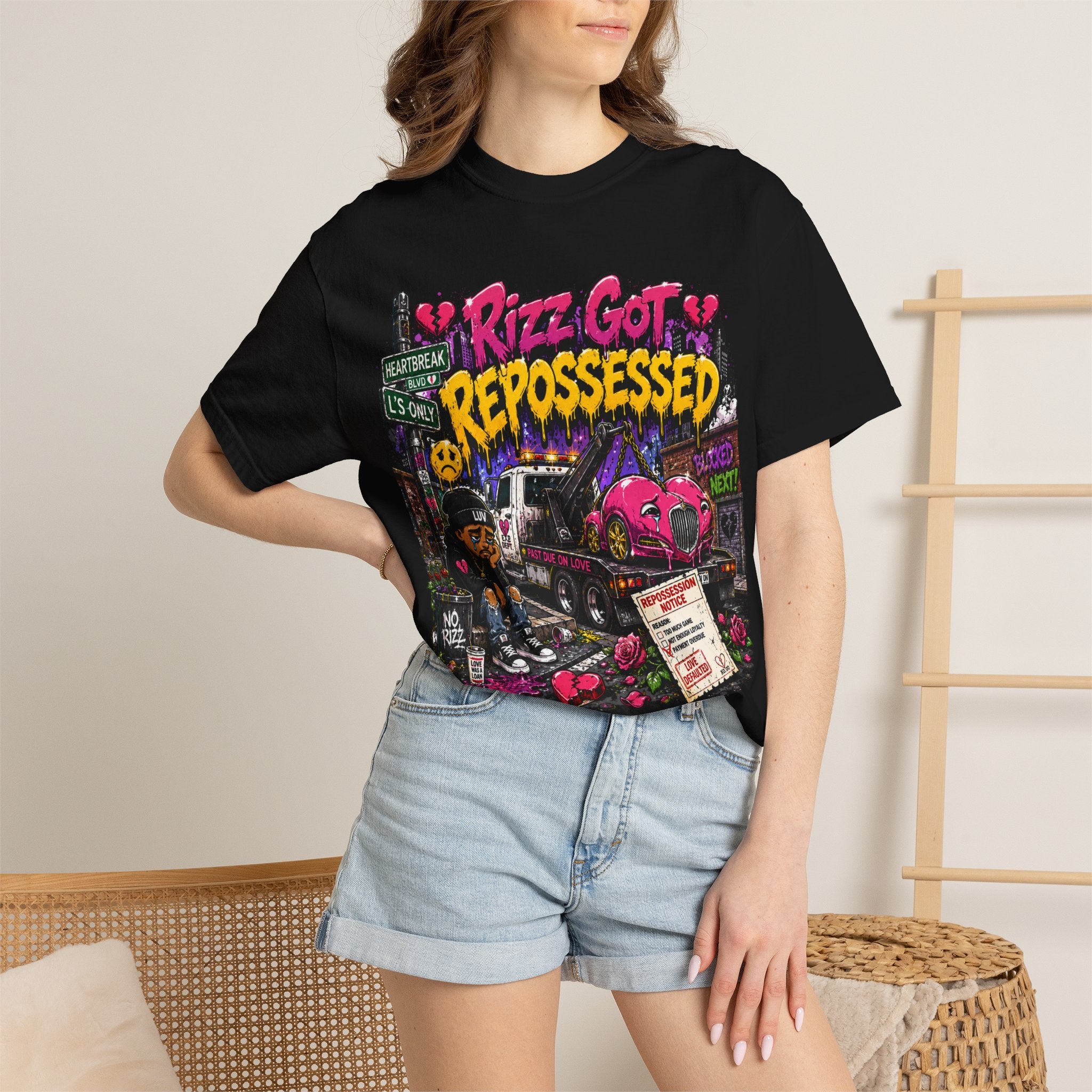 Repossession Comic Art T-Shirt — “Rizz Got Repossessed” Graphic Tee