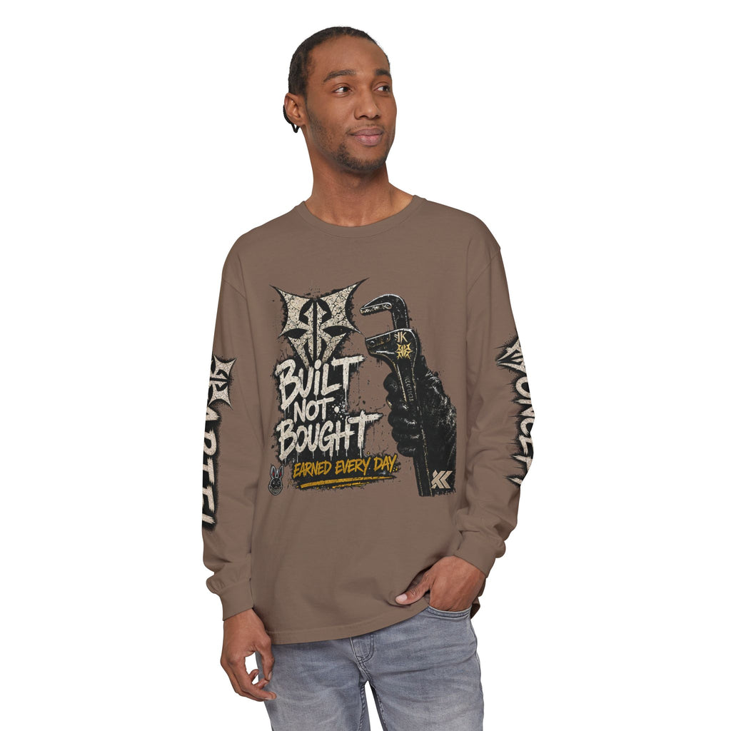 Built Not Bought Long Sleeve T-Shirt — Mechanic/Builder Graphic Tee