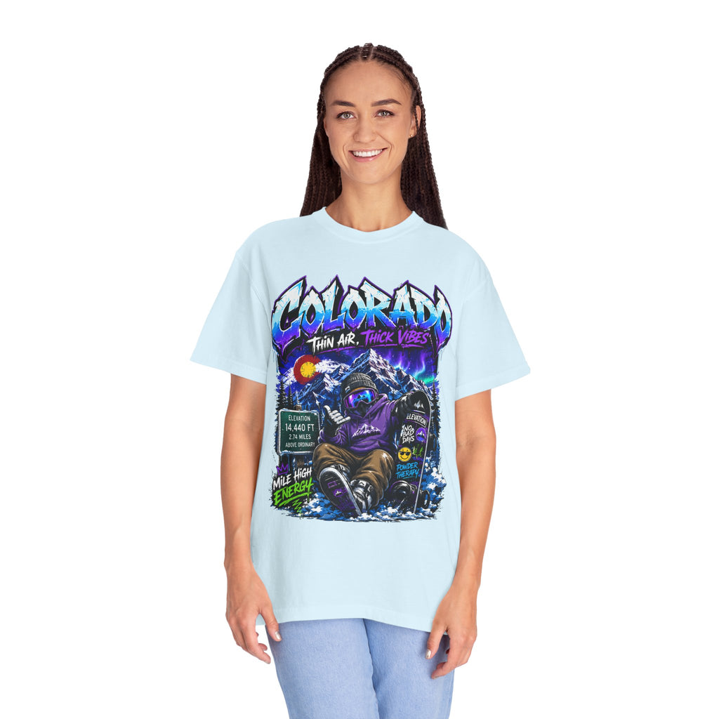 Colorado Ski & Snowboard T-Shirt — Think Air, Thick Vibes Graphic Tee