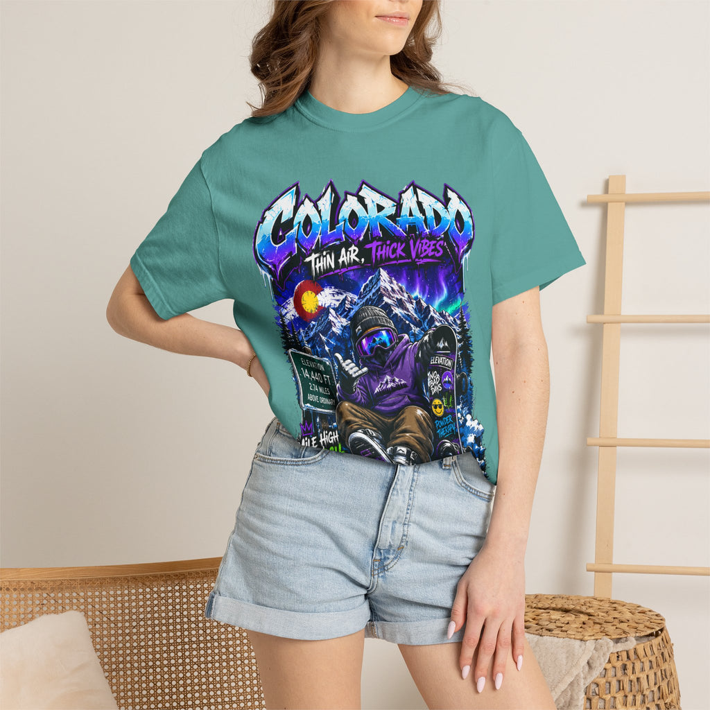 Colorado Ski & Snowboard T-Shirt — Think Air, Thick Vibes Graphic Tee