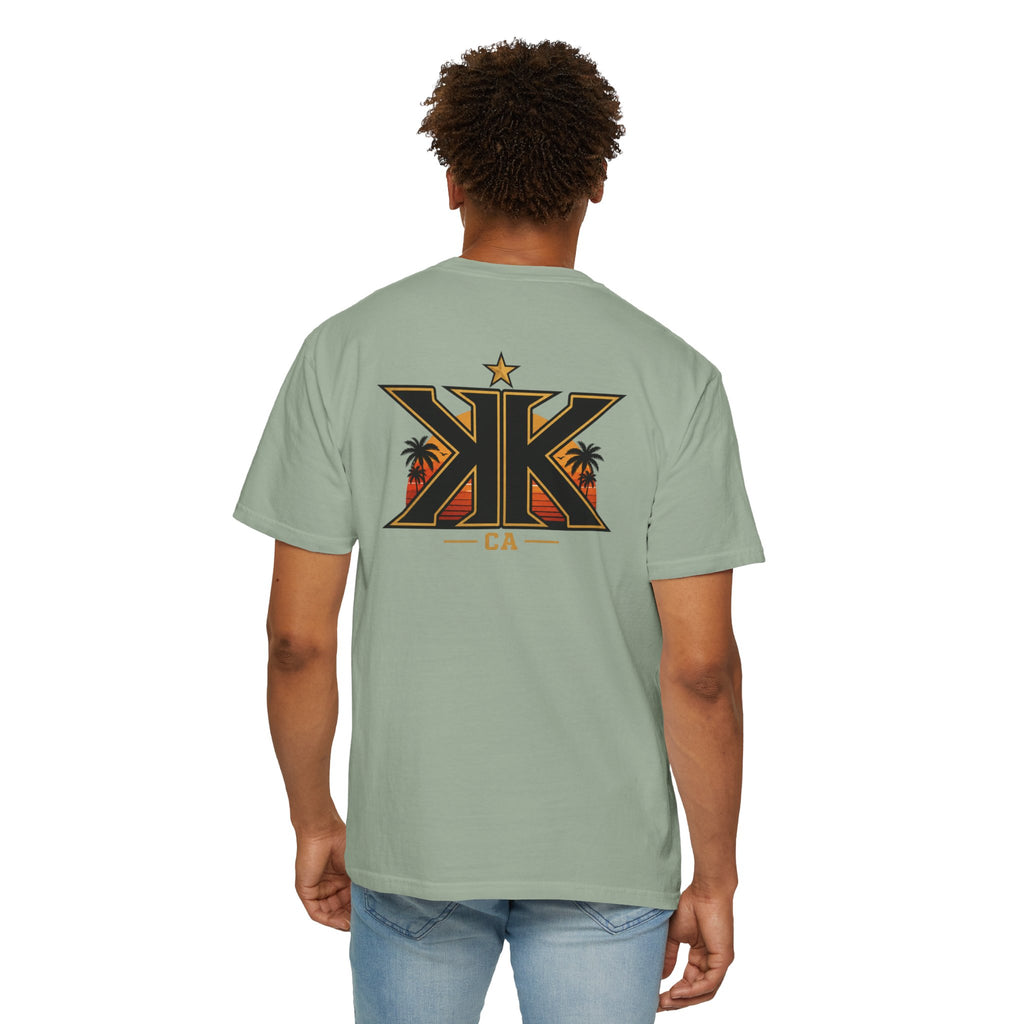 California West Coast Graphic T-Shirt — "California Hella" Vintage Sunset Car Design
