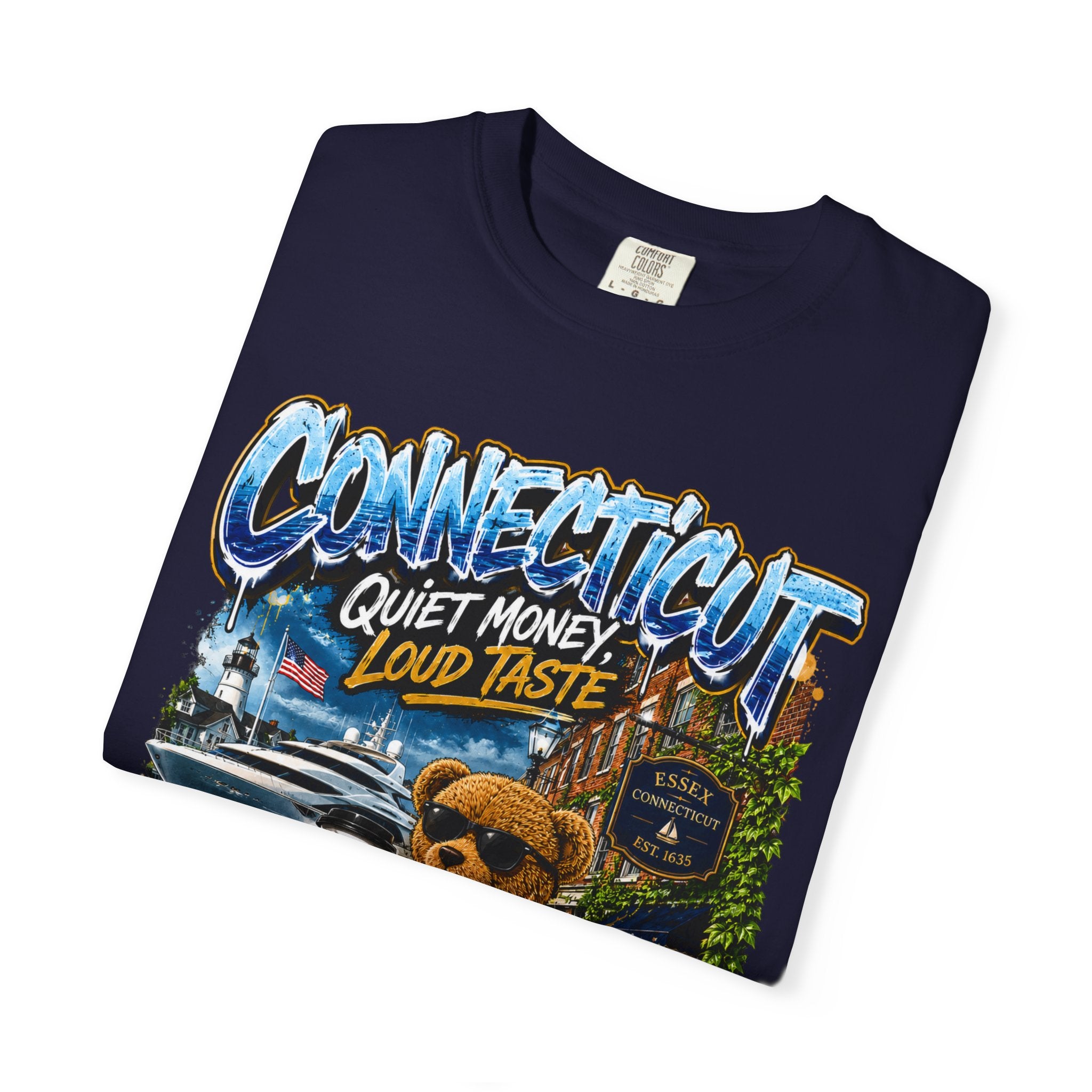 Connecticut Bear Vintage T-Shirt — "Quiet Money, Loud Taste" Graphic Tee