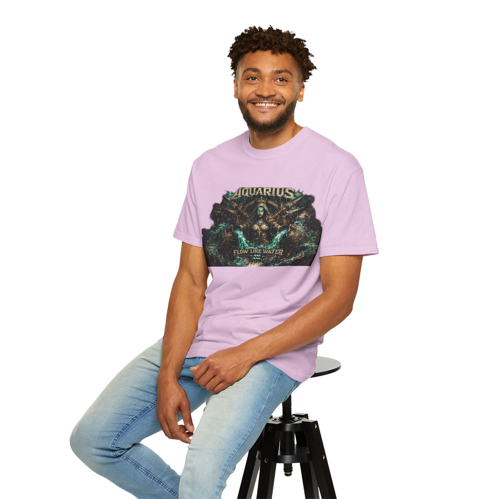 Aquarius Zodiac T-shirt — “Flow Like Water” Astrological Graphic Tee