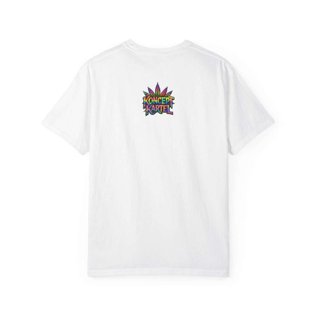 420 Psychedelic Cat T-Shirt — Colorful Mushroom Smoke Graphic