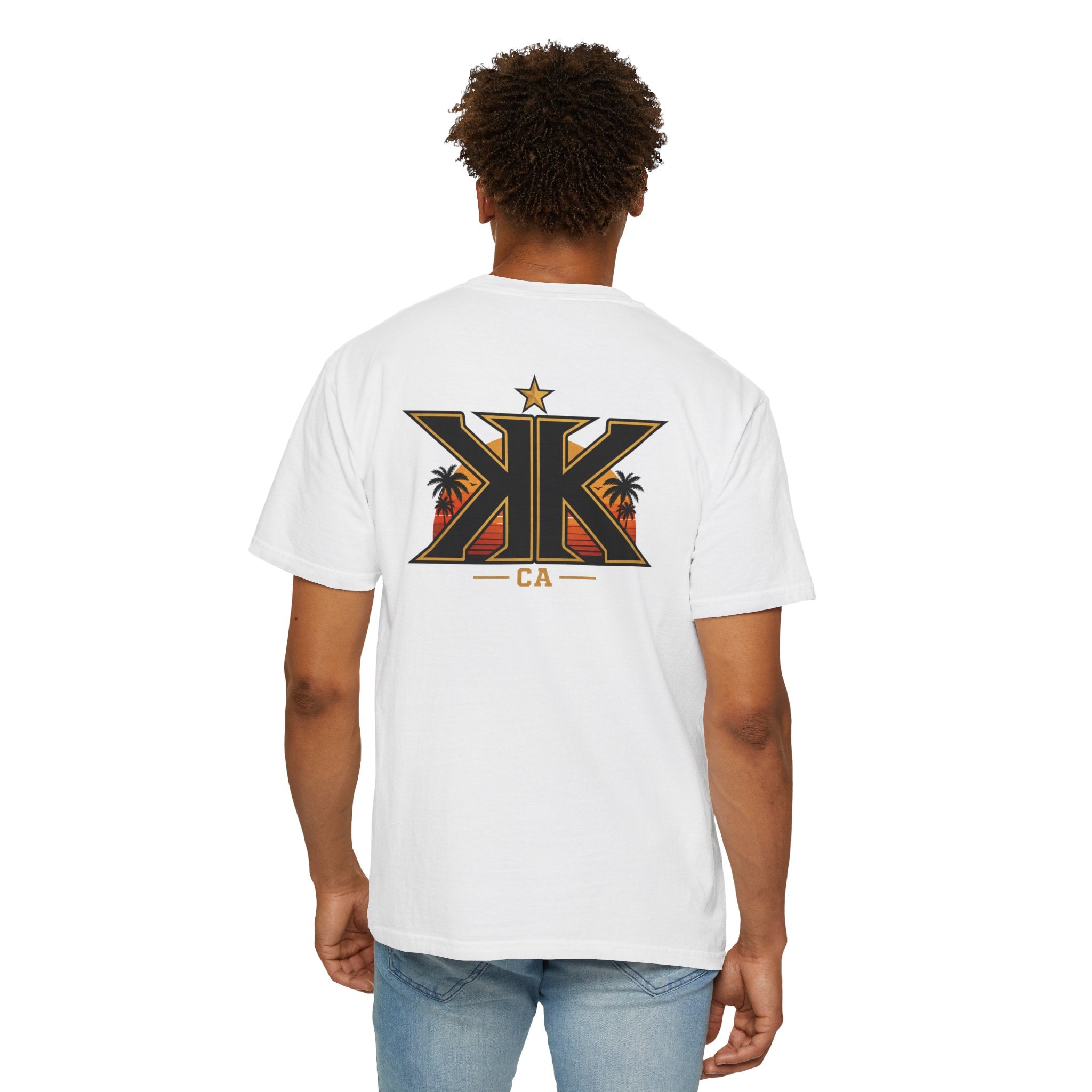 California West Coast Graphic T-Shirt — "California Hella" Vintage Sunset Car Design