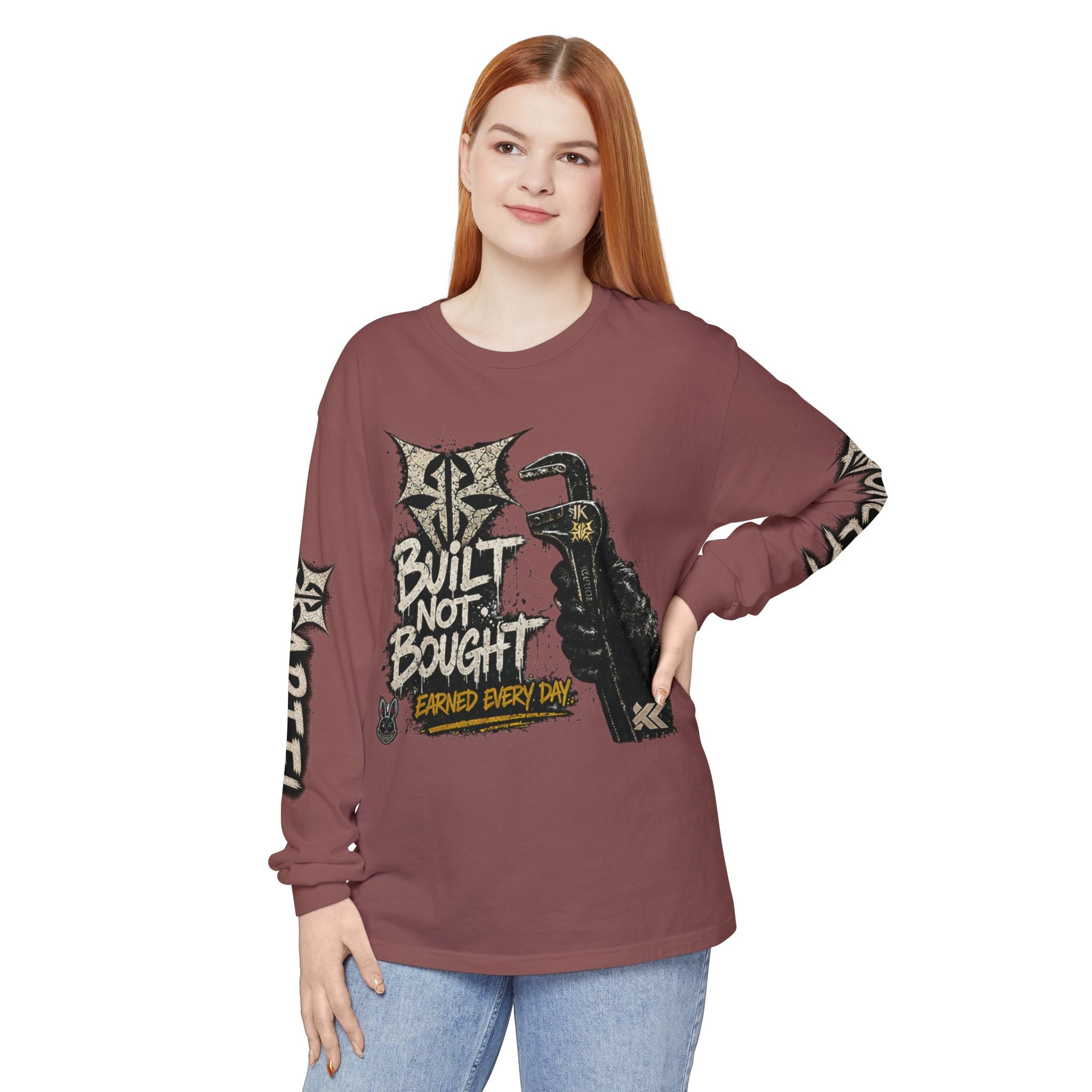 Built Not Bought Long Sleeve T-Shirt — Mechanic/Builder Graphic Tee