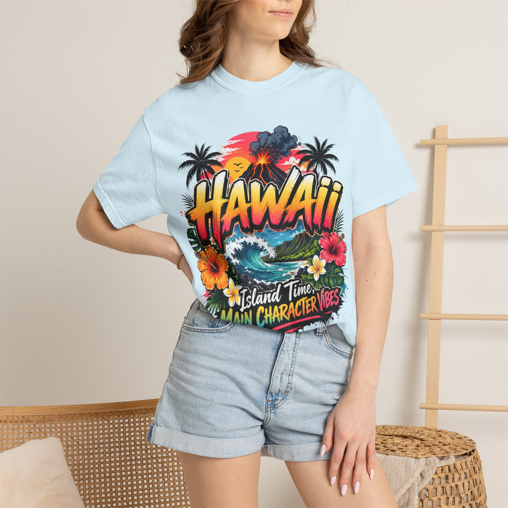 Hawaii Island Vibes T-Shirt — 'Island Time, Main Character Vibes' Tropical Tee