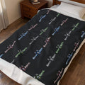 Velveteen Plush Blanket - Cozy Brushed Fleece with Repeating Colorful Logo Pattern