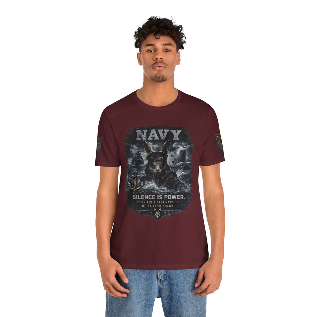 Navy 'Silence Is Power' Skull Anchor Tee — Fair Winds & Following Seas Back Graphic