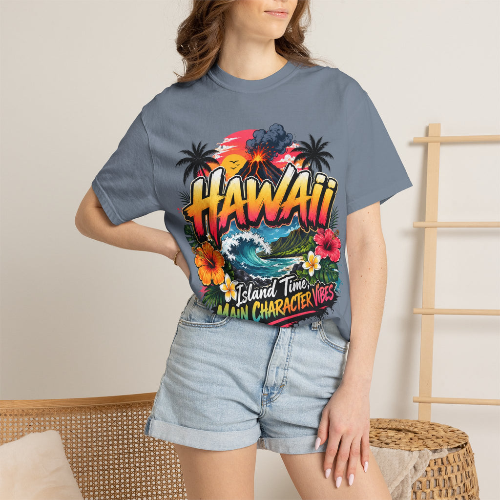 Hawaii Island Vibes T-Shirt — 'Island Time, Main Character Vibes' Tropical Tee