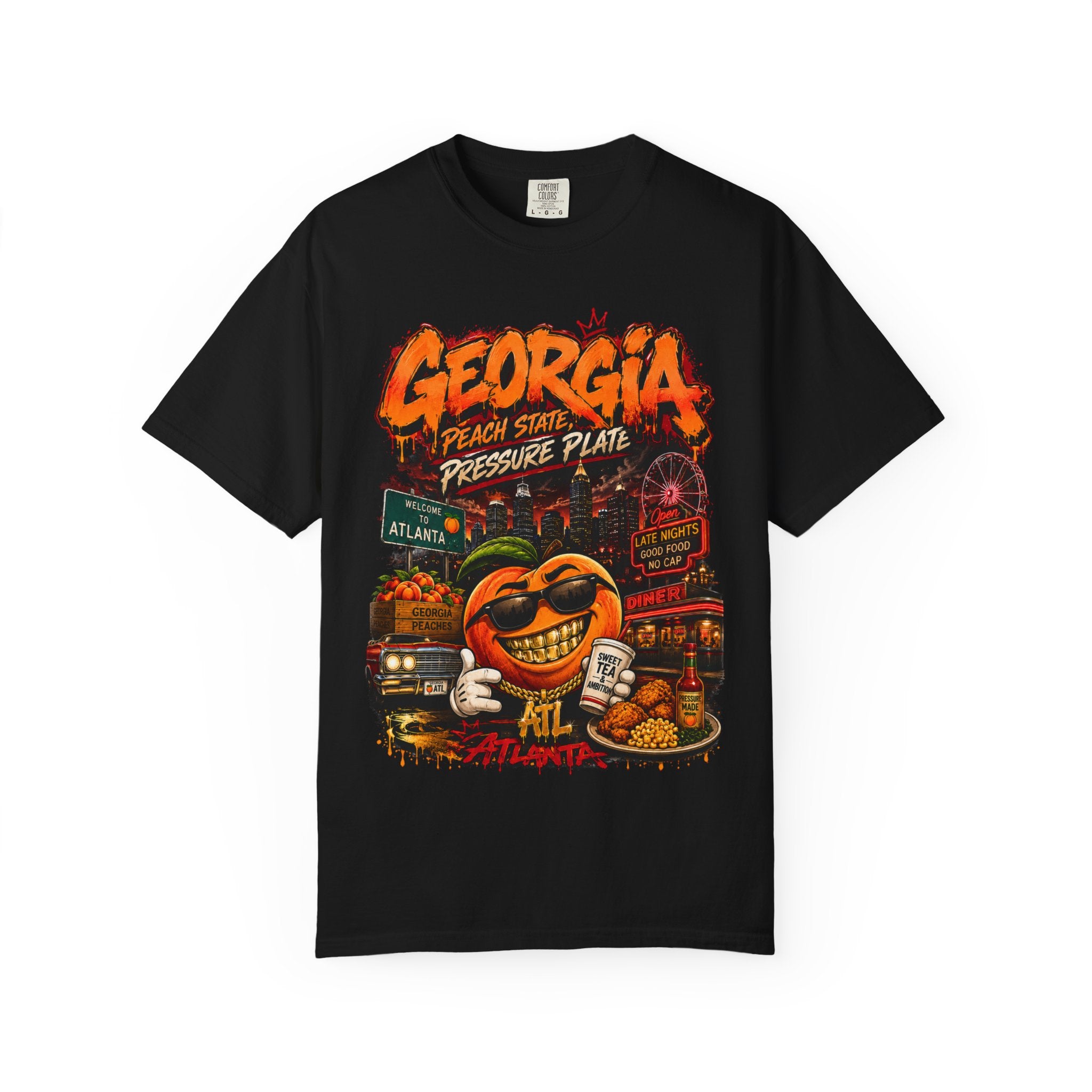 Georgia Peach Vintage Graphic T-Shirt — Atlanta Street Food & Peach State Design