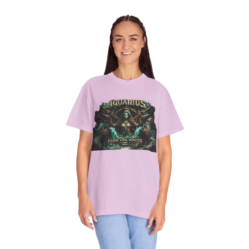 Aquarius Zodiac T-shirt — “Flow Like Water” Astrological Graphic Tee