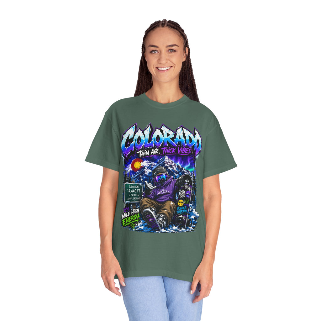 Colorado Ski & Snowboard T-Shirt — Think Air, Thick Vibes Graphic Tee