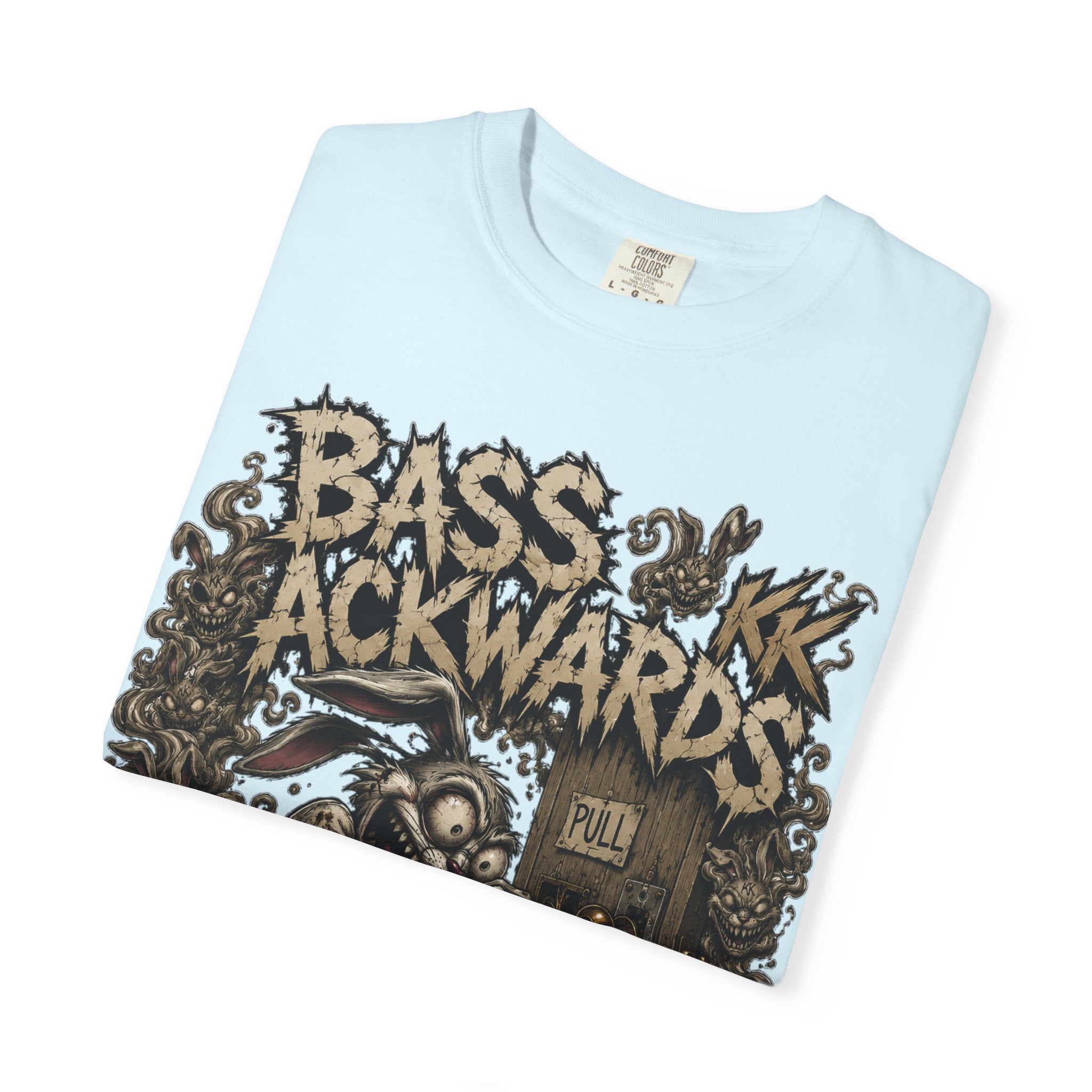 Bass Ackwards Graphic T‑Shirt — Heavy Metal Band Skull Design