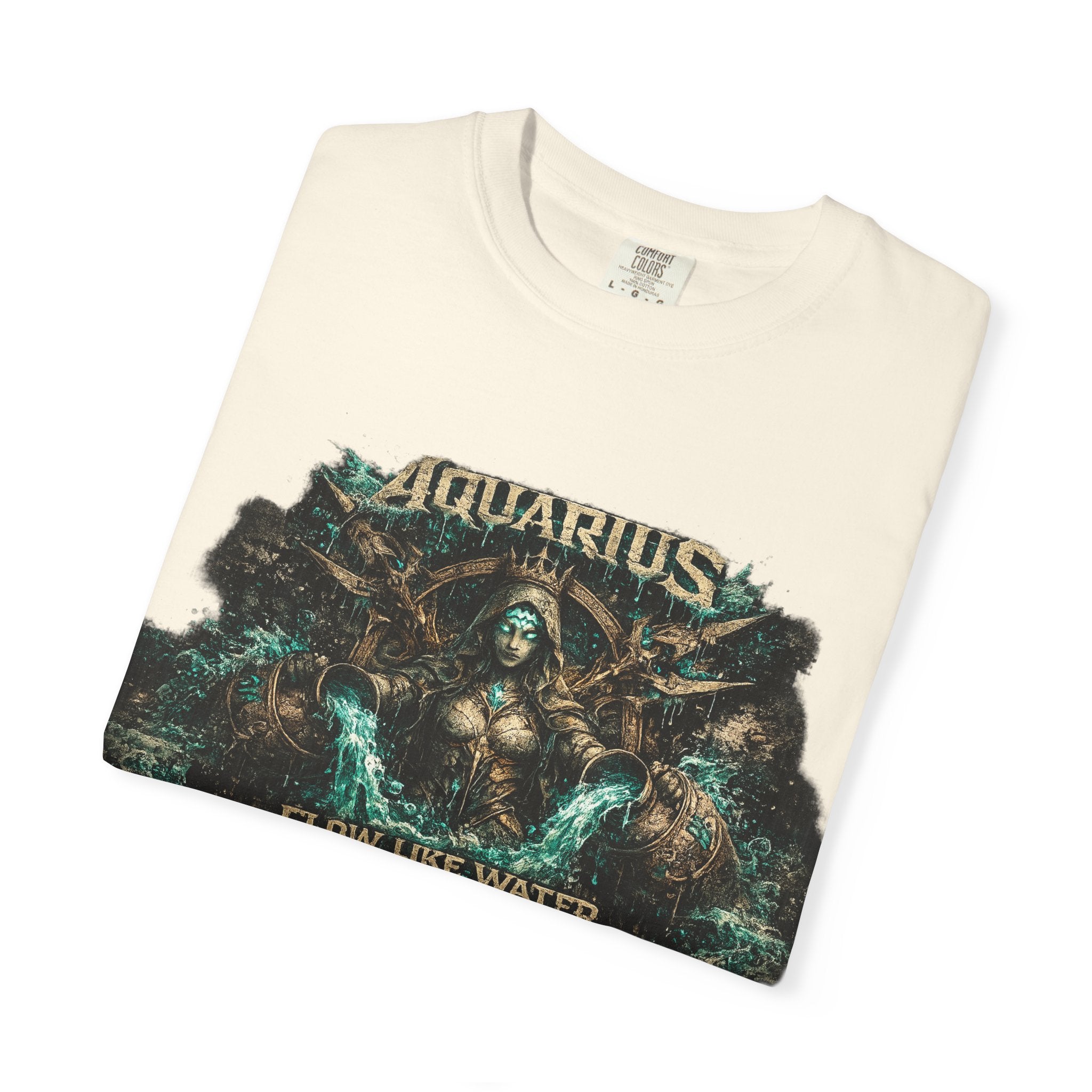 Aquarius Zodiac T-shirt — “Flow Like Water” Astrological Graphic Tee