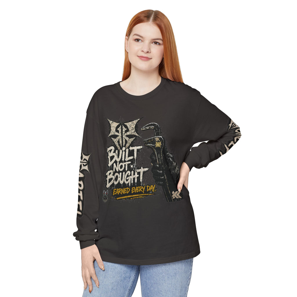 Built Not Bought Long Sleeve T-Shirt — Mechanic/Builder Graphic Tee