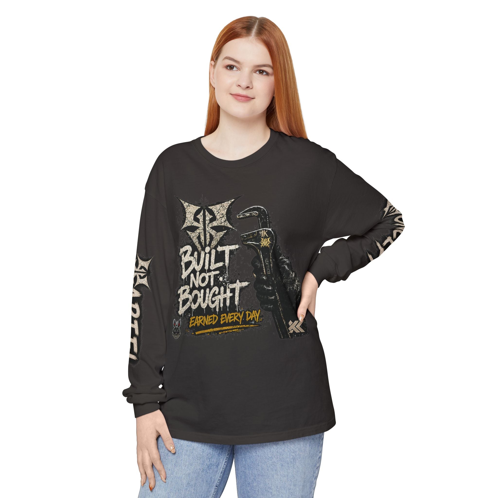 Built Not Bought Long Sleeve T-Shirt — Mechanic/Builder Graphic Tee