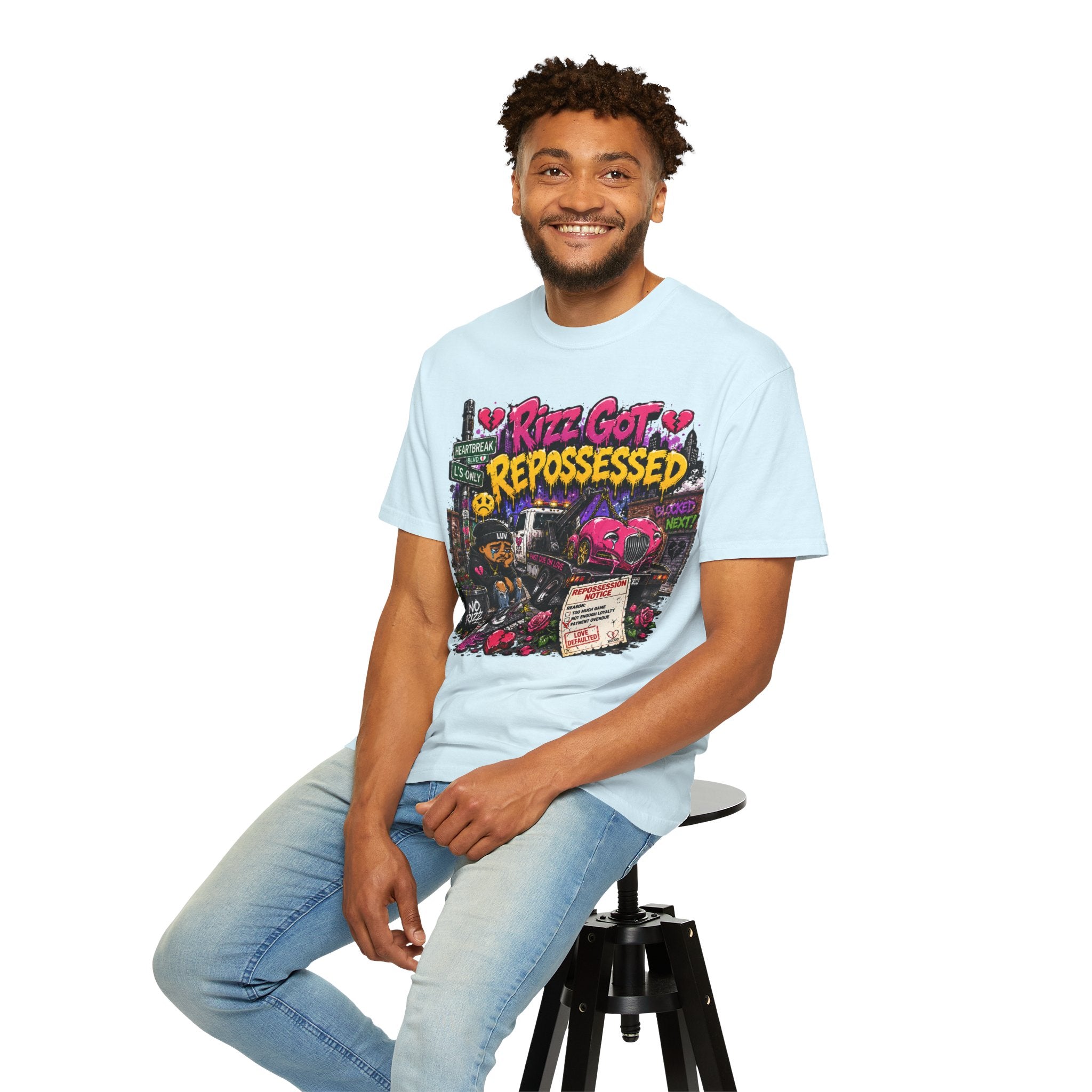 Repossession Comic Art T-Shirt — “Rizz Got Repossessed” Graphic Tee