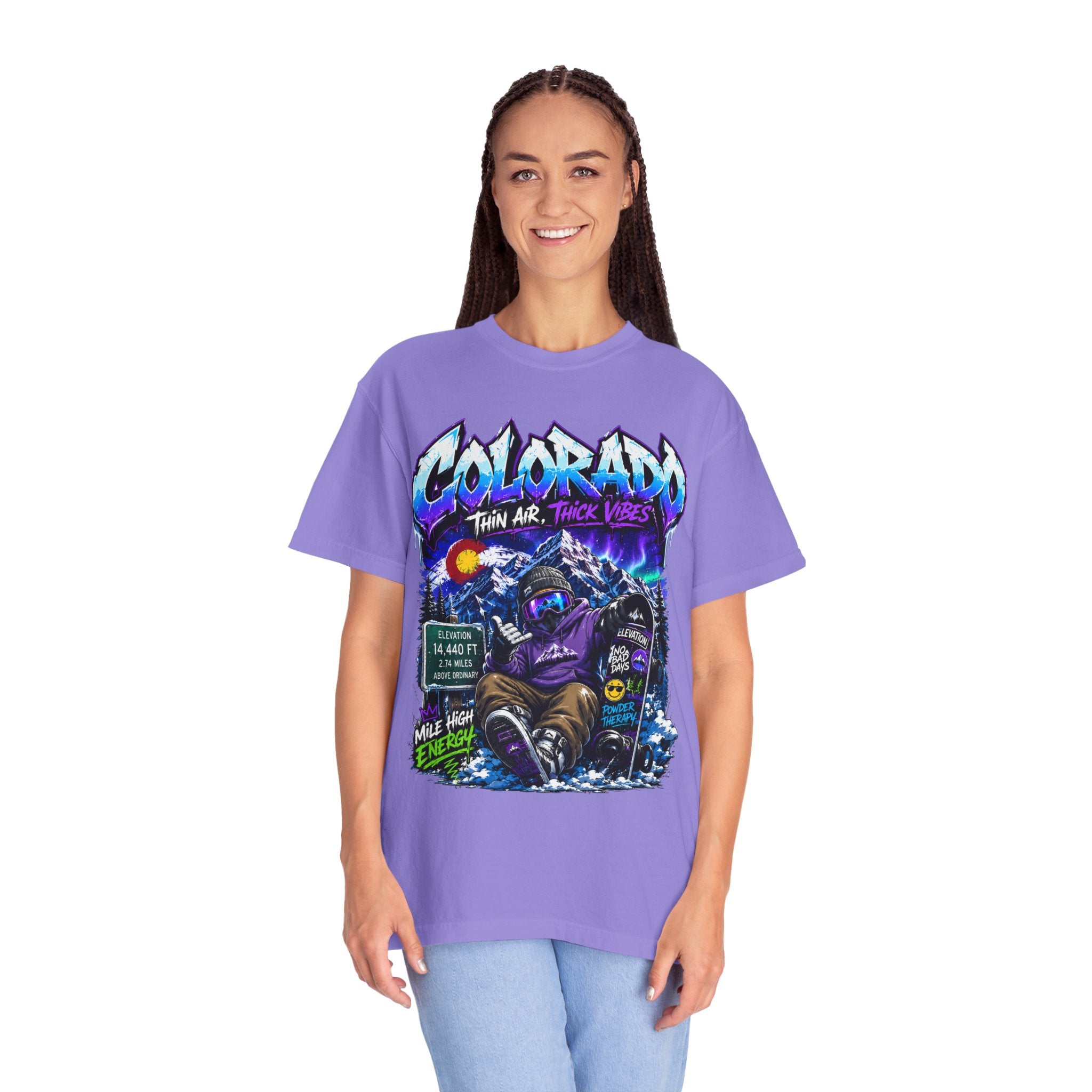 Colorado Ski & Snowboard T-Shirt — Think Air, Thick Vibes Graphic Tee
