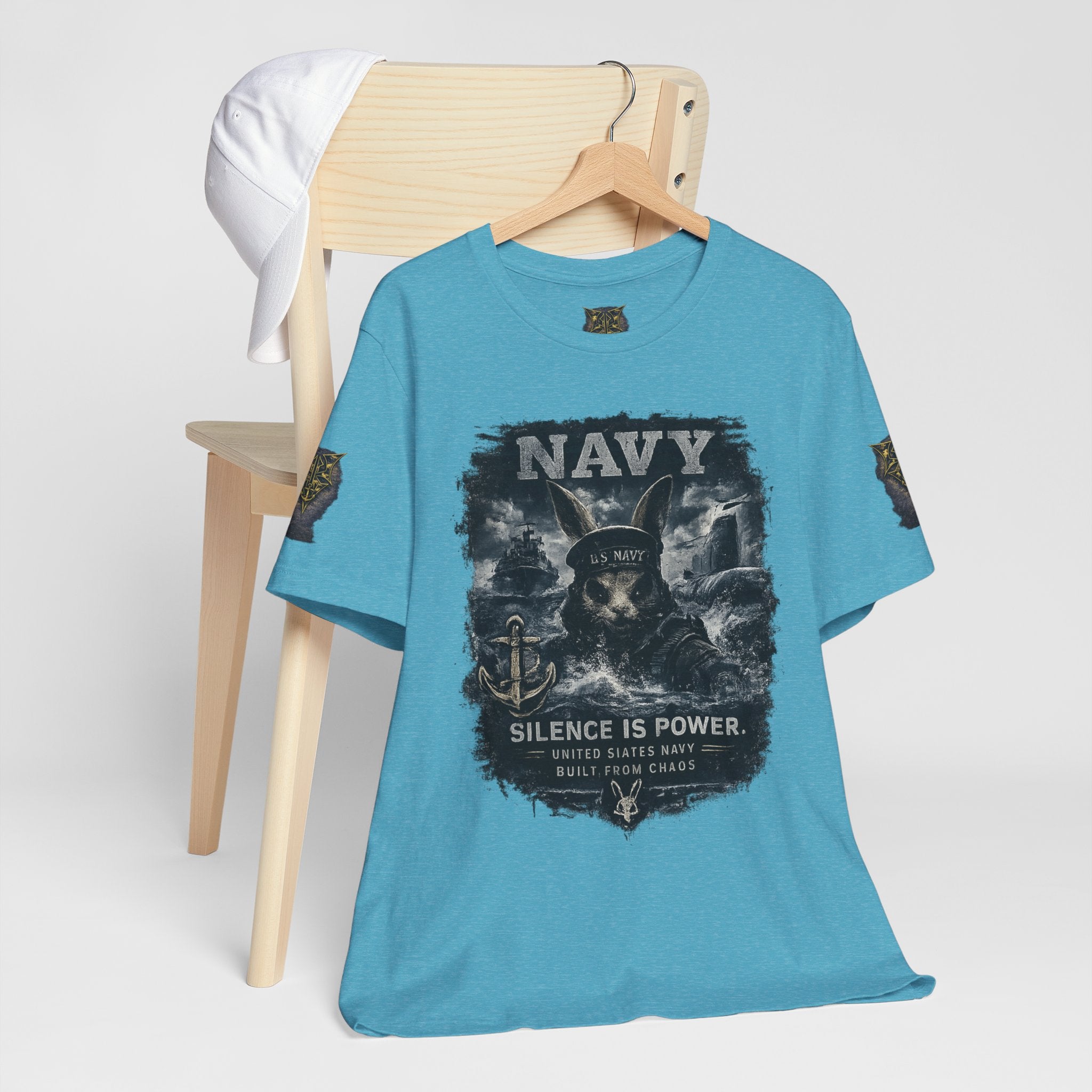 Navy 'Silence Is Power' Skull Anchor Tee — Fair Winds & Following Seas Back Graphic