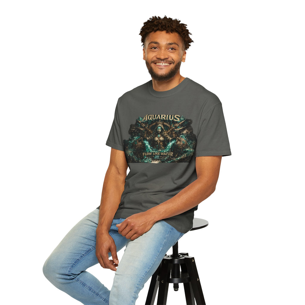 Aquarius Zodiac T-shirt — “Flow Like Water” Astrological Graphic Tee