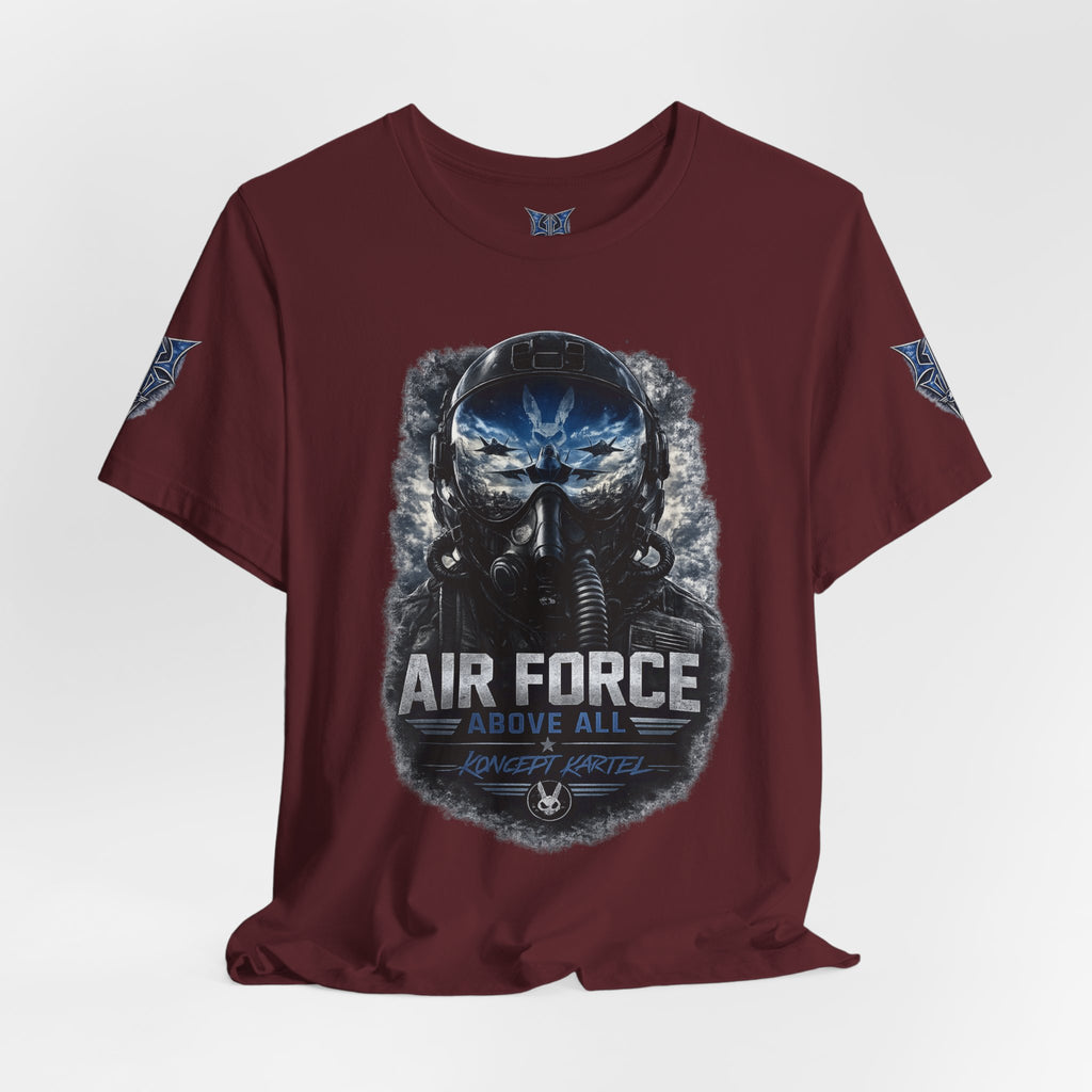 Air Force Pilot Mask Tee — "Air Force Above All" Military Aviation T-Shirt
