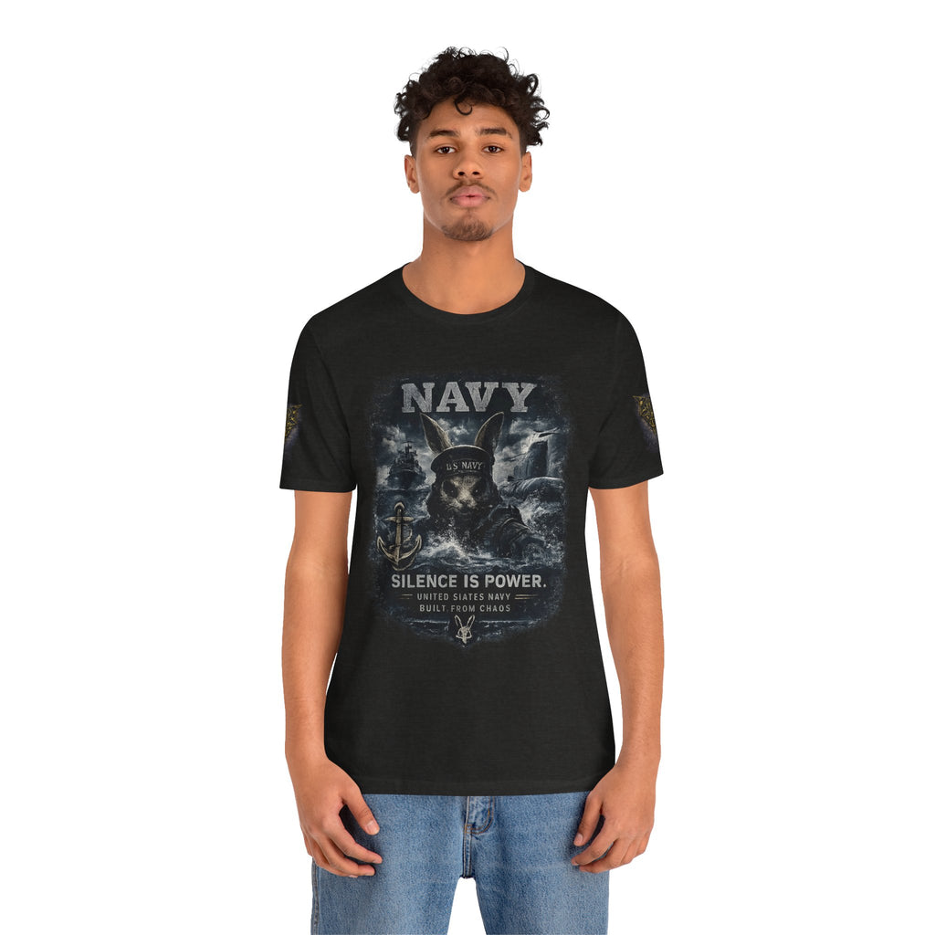 Navy 'Silence Is Power' Skull Anchor Tee — Fair Winds & Following Seas Back Graphic