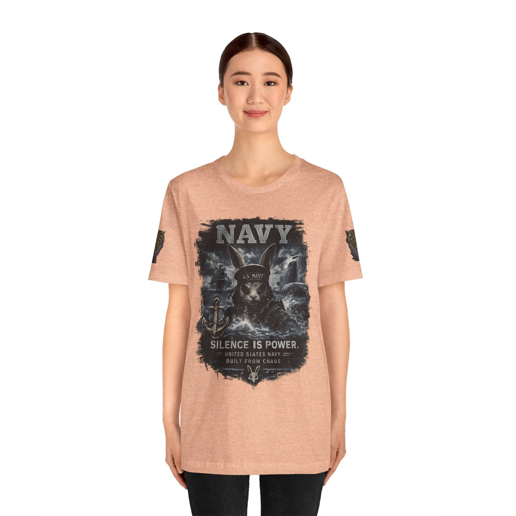 Navy 'Silence Is Power' Skull Anchor Tee — Fair Winds & Following Seas Back Graphic