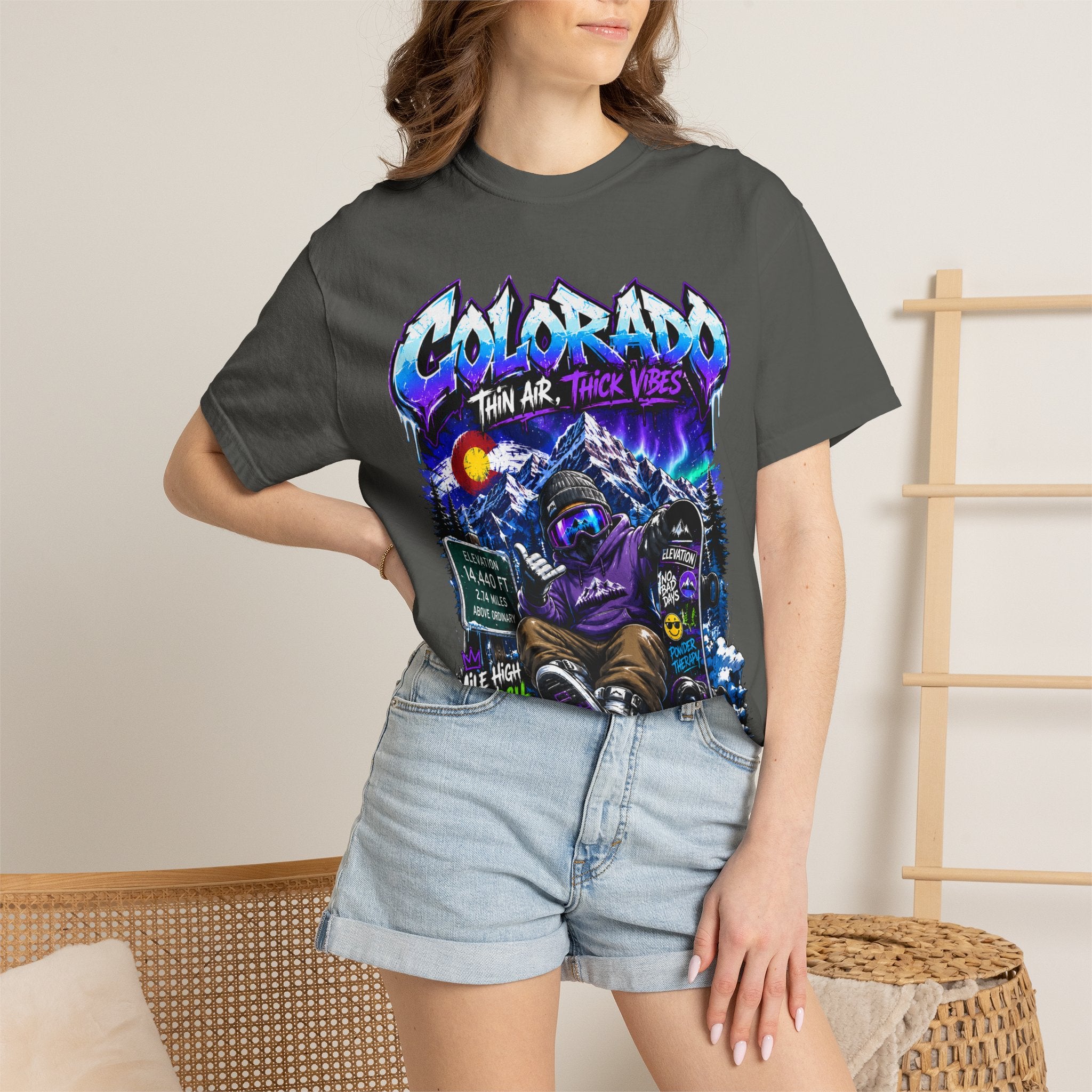 Colorado Ski & Snowboard T-Shirt — Think Air, Thick Vibes Graphic Tee