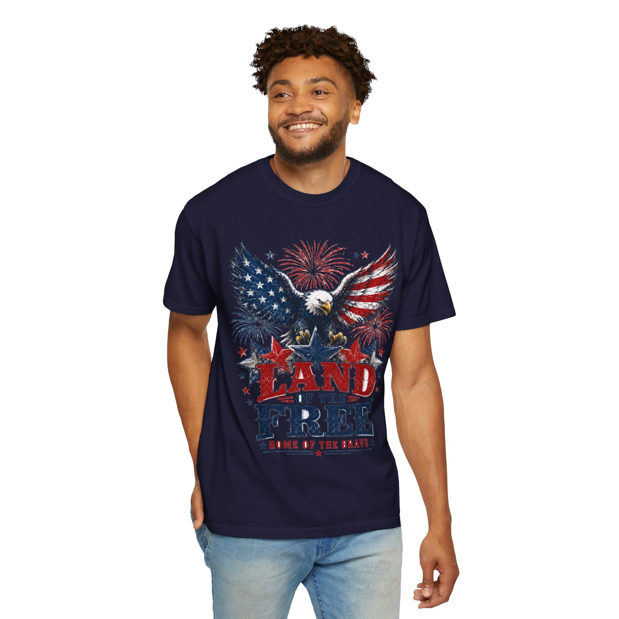 Patriotic Eagle T-Shirt — "Land of the Free, Home of the Brave"