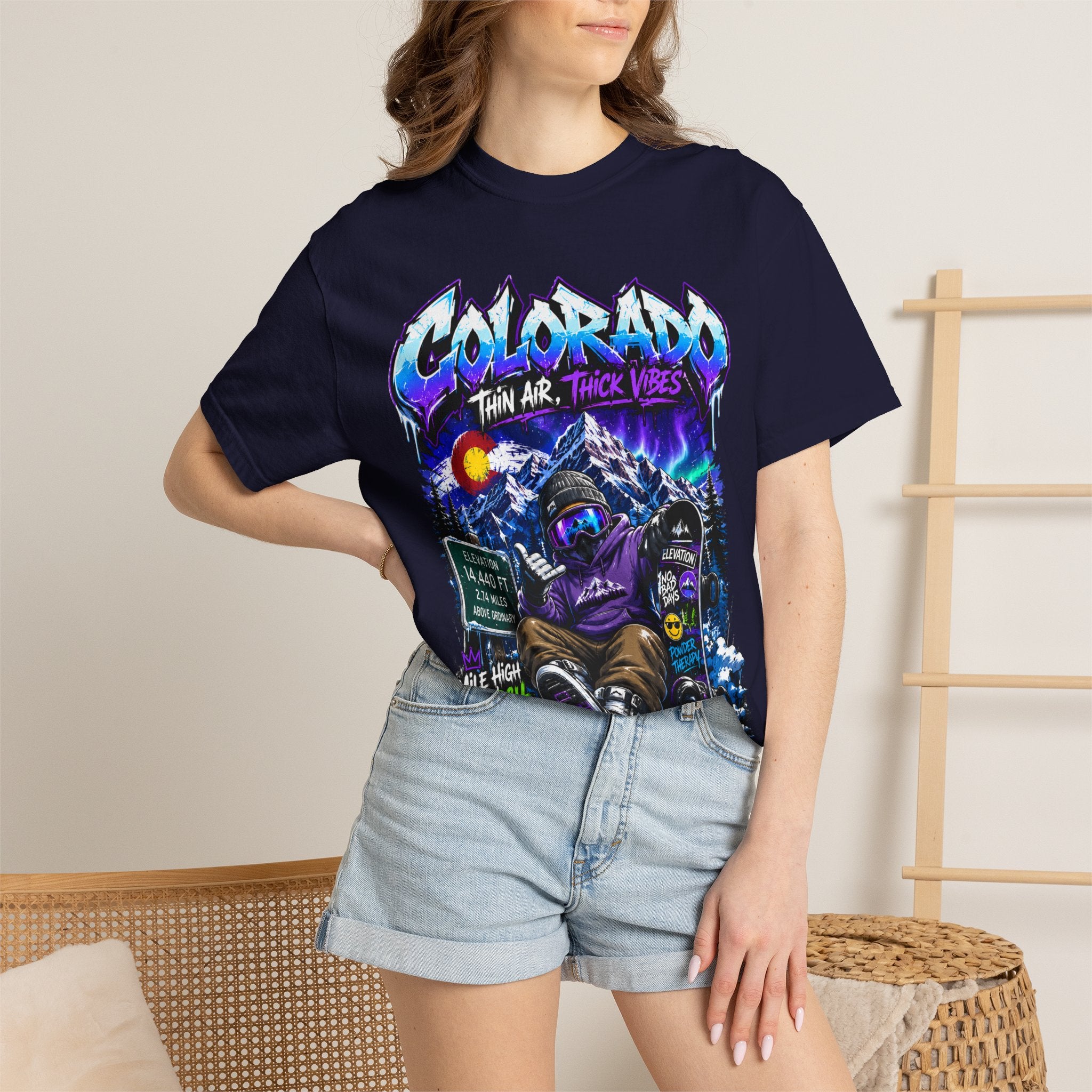 Colorado Ski & Snowboard T-Shirt — Think Air, Thick Vibes Graphic Tee