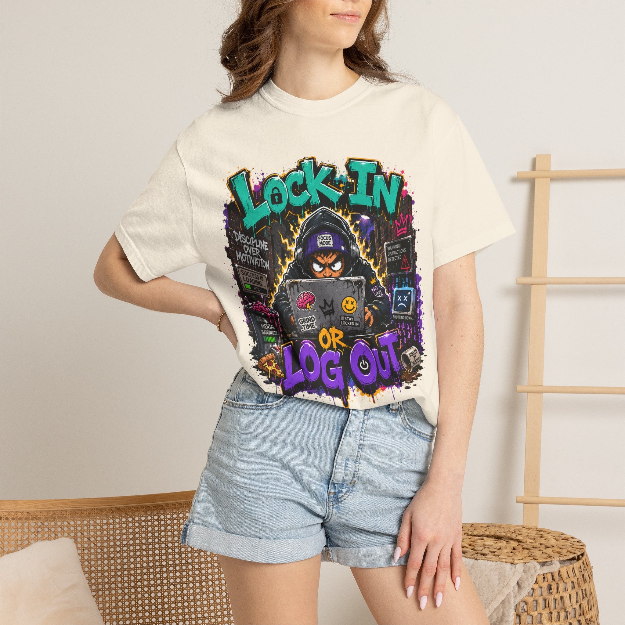 Lock In or Log Out Tee — Gamer Hacker Graphic T-Shirt