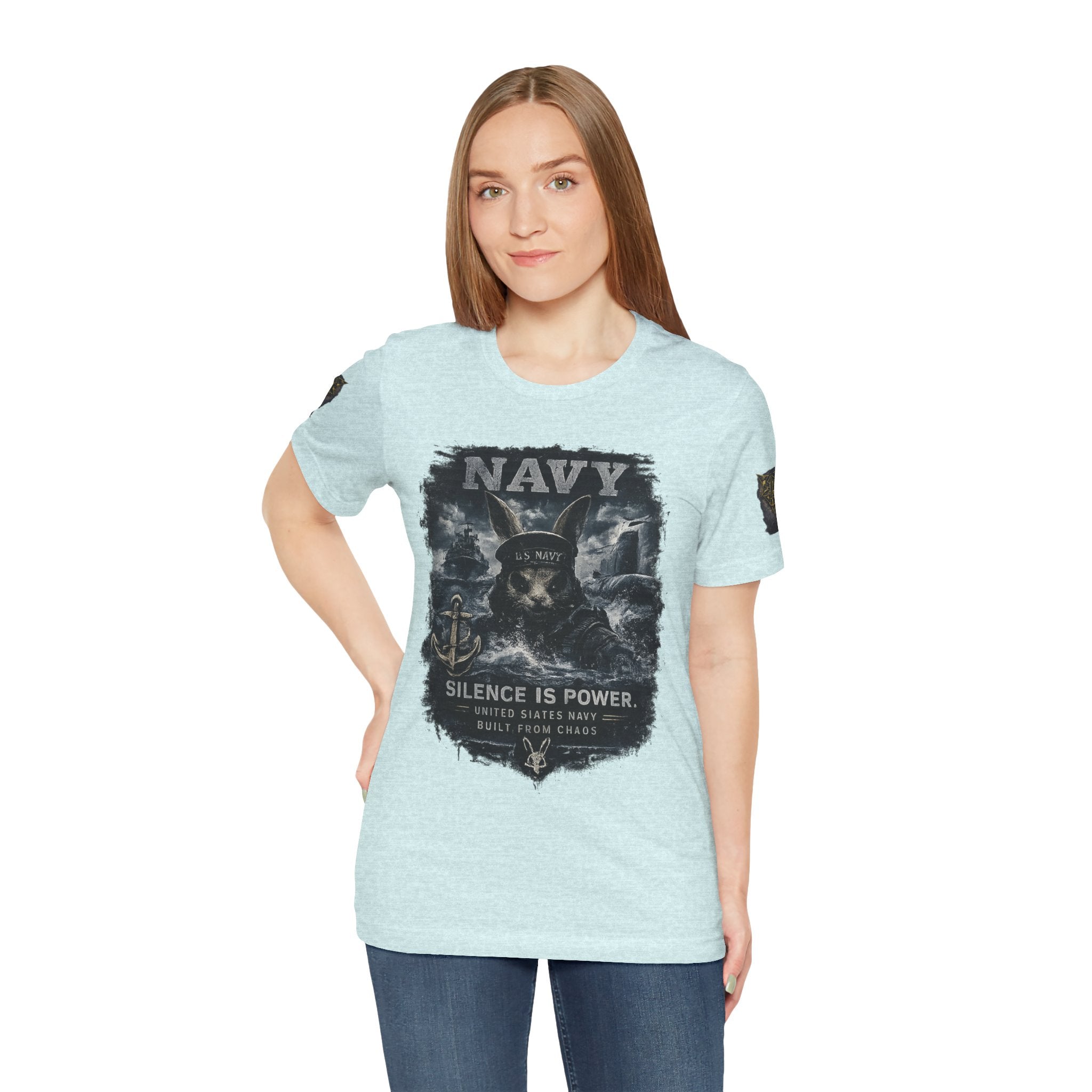 Navy 'Silence Is Power' Skull Anchor Tee — Fair Winds & Following Seas Back Graphic