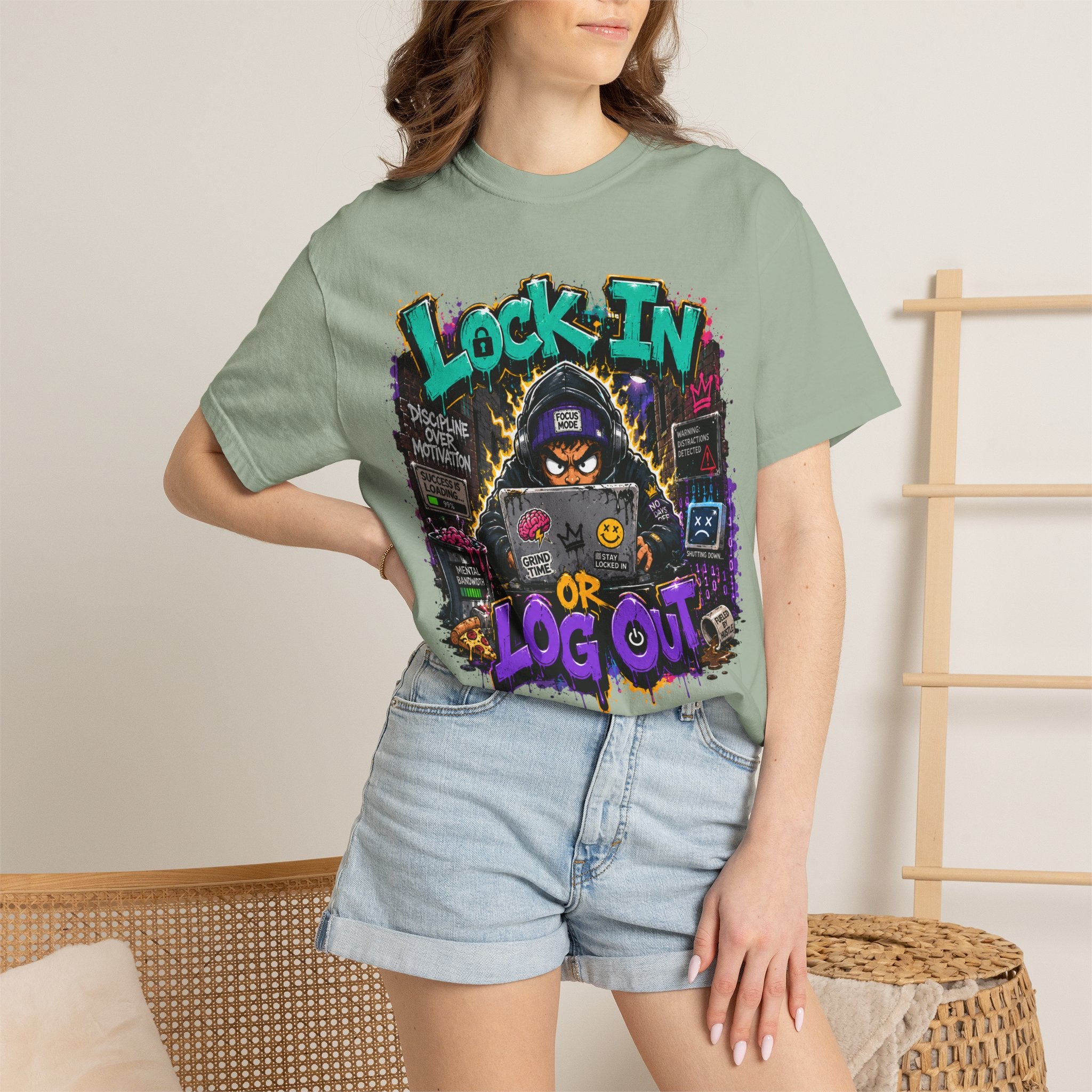 Lock In or Log Out Tee — Gamer Hacker Graphic T-Shirt
