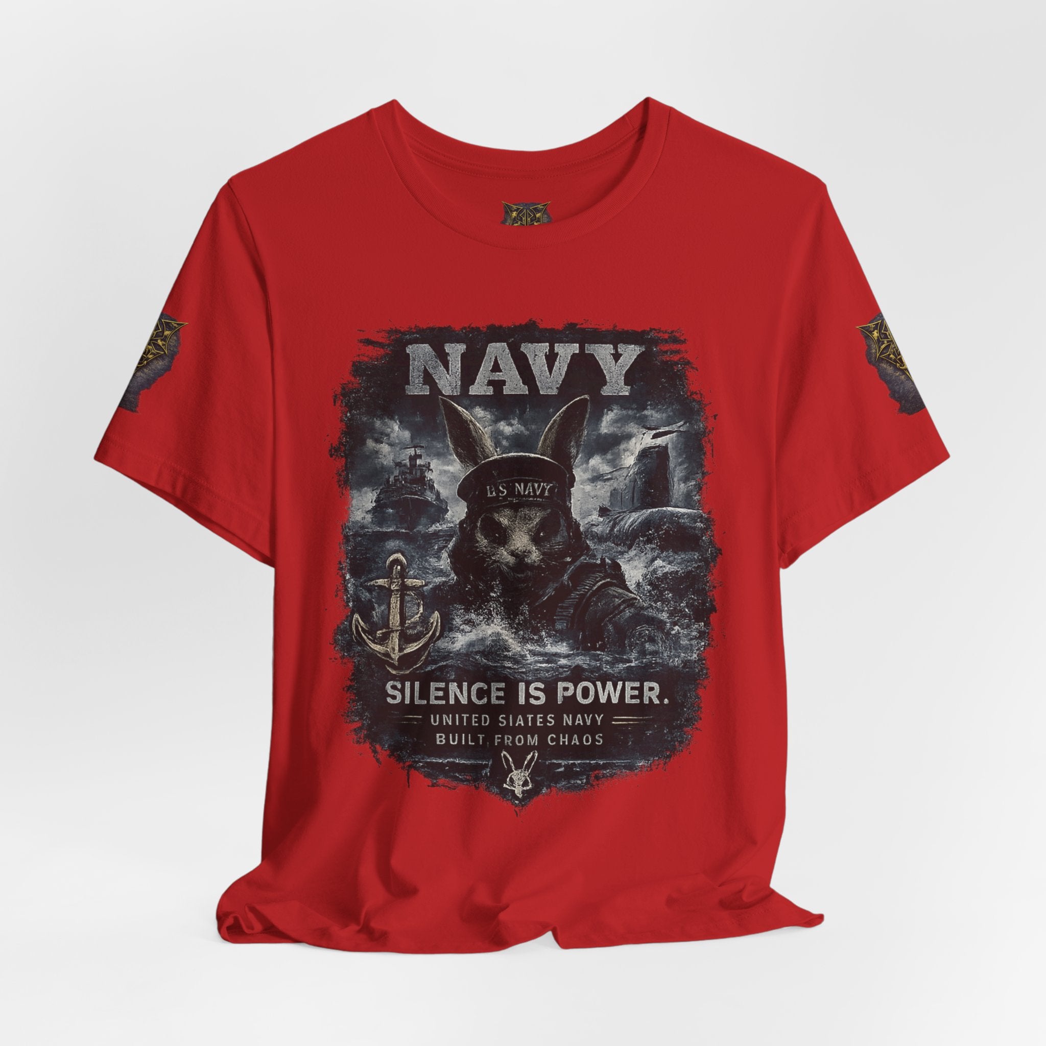 Navy 'Silence Is Power' Skull Anchor Tee — Fair Winds & Following Seas Back Graphic