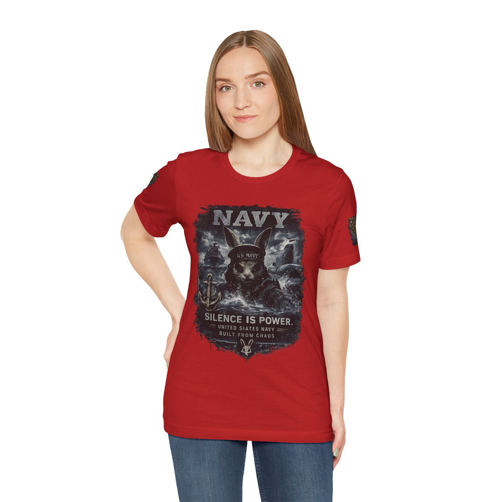 Navy 'Silence Is Power' Skull Anchor Tee — Fair Winds & Following Seas Back Graphic