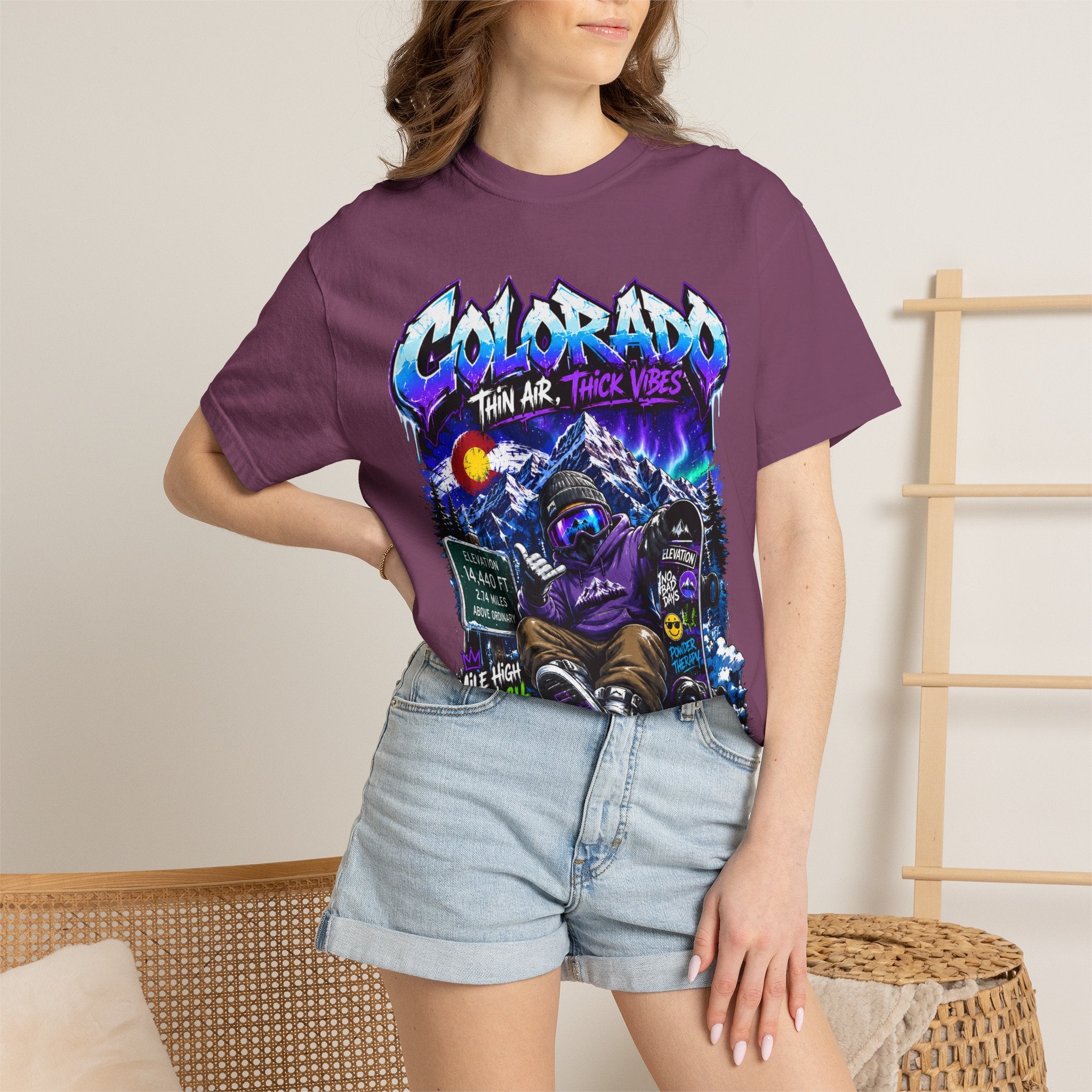 Colorado Ski & Snowboard T-Shirt — Think Air, Thick Vibes Graphic Tee