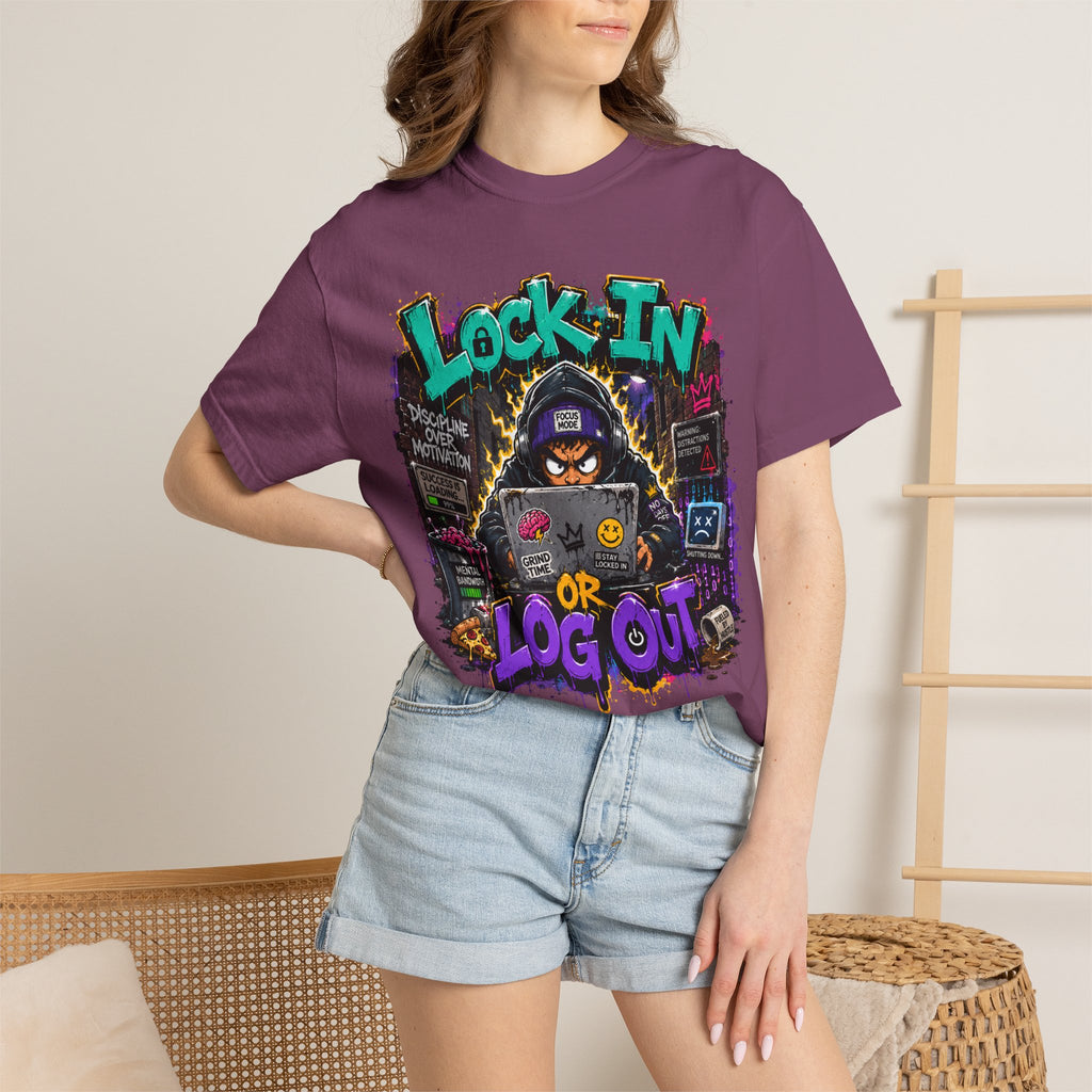 Lock In or Log Out Tee — Gamer Hacker Graphic T-Shirt