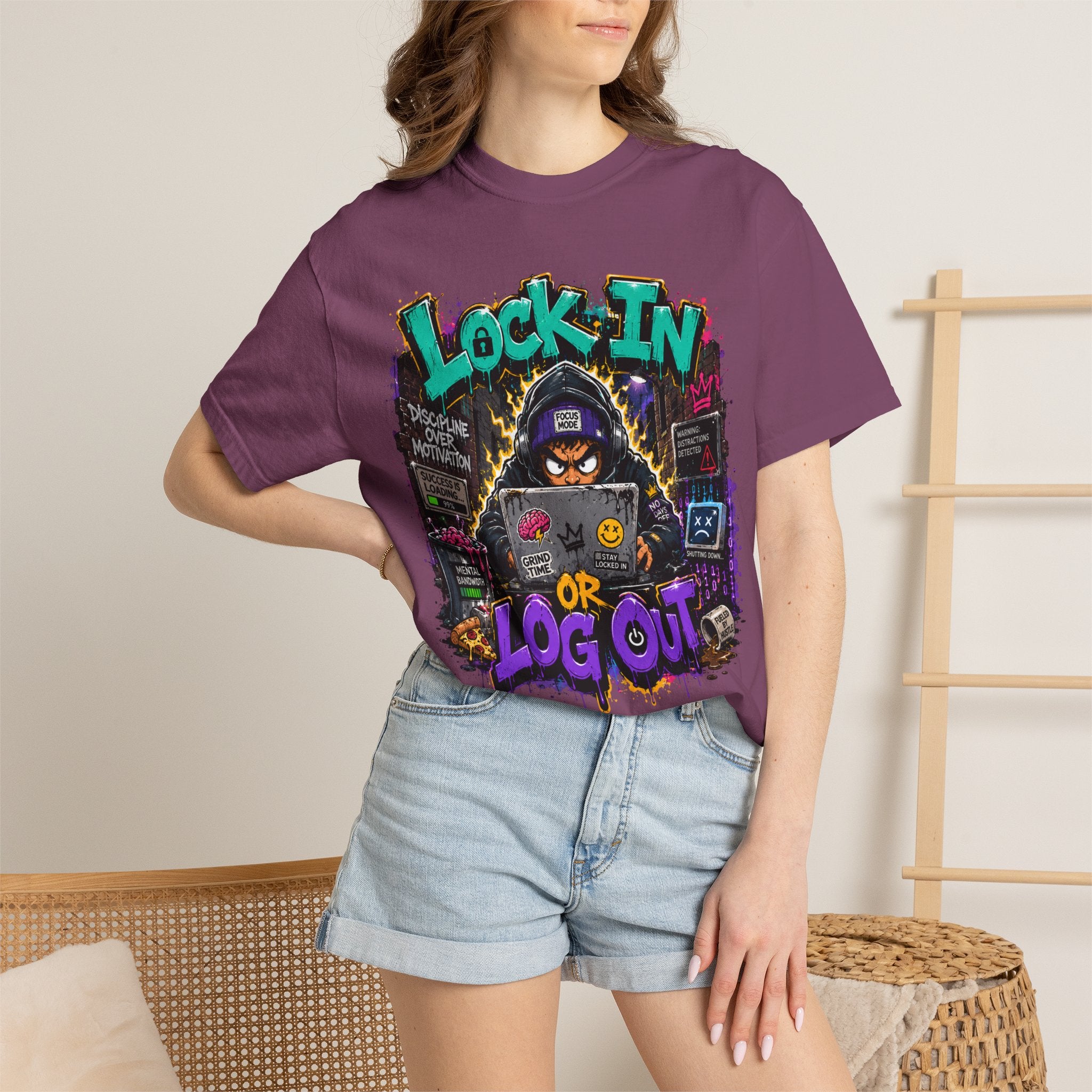 Lock In or Log Out Tee — Gamer Hacker Graphic T-Shirt