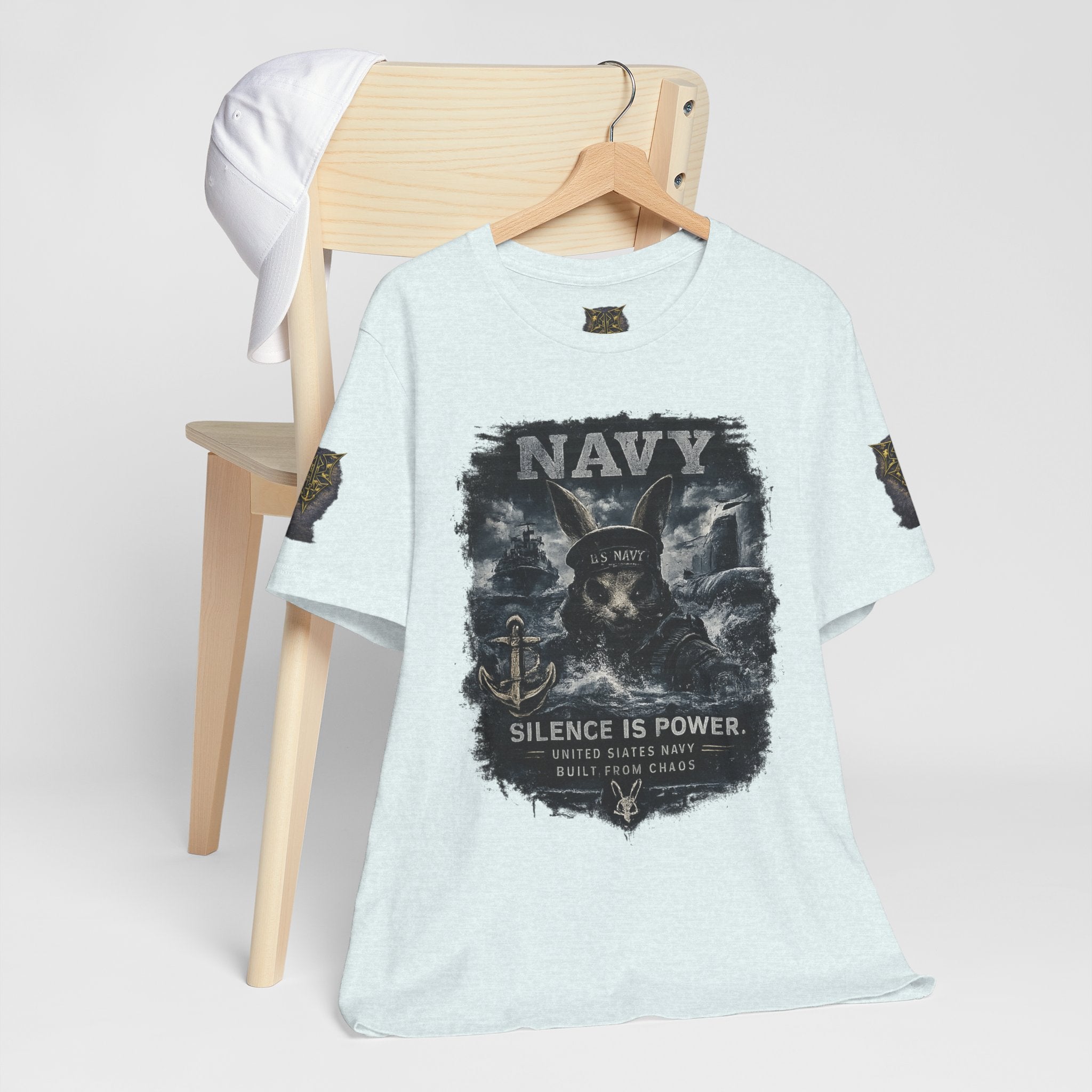 Navy 'Silence Is Power' Skull Anchor Tee — Fair Winds & Following Seas Back Graphic