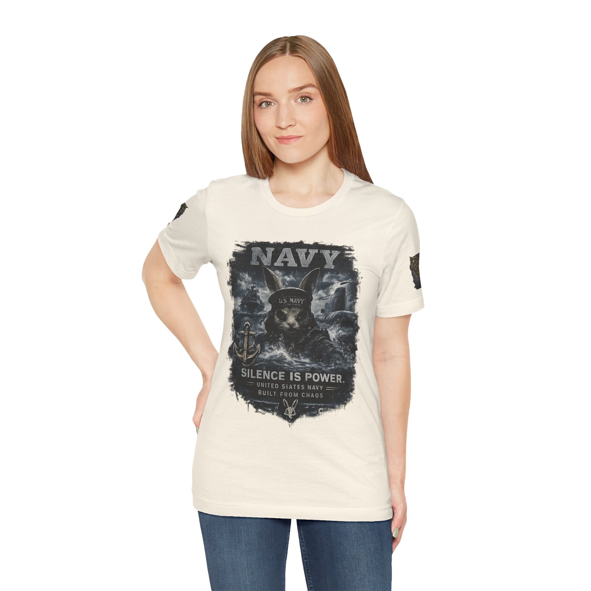 Navy 'Silence Is Power' Skull Anchor Tee — Fair Winds & Following Seas Back Graphic