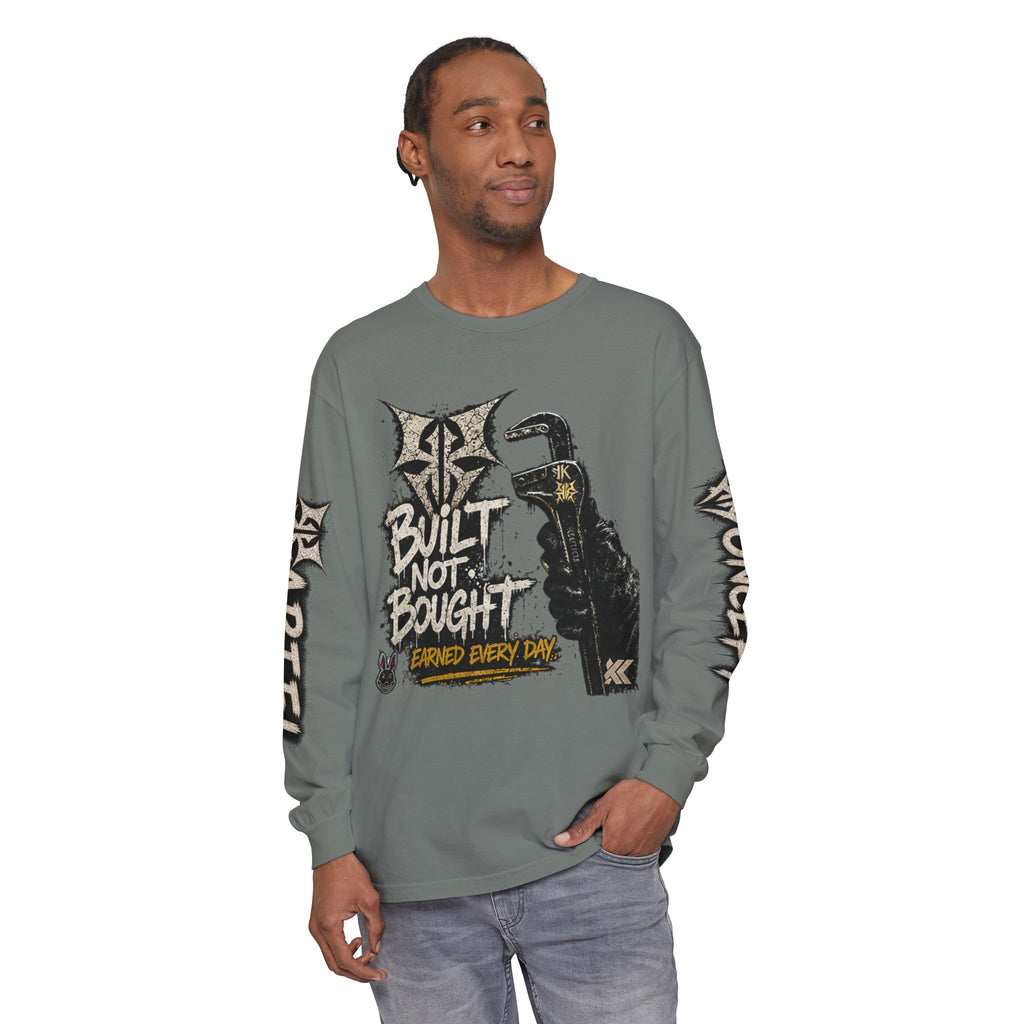 Built Not Bought Long Sleeve T-Shirt — Mechanic/Builder Graphic Tee