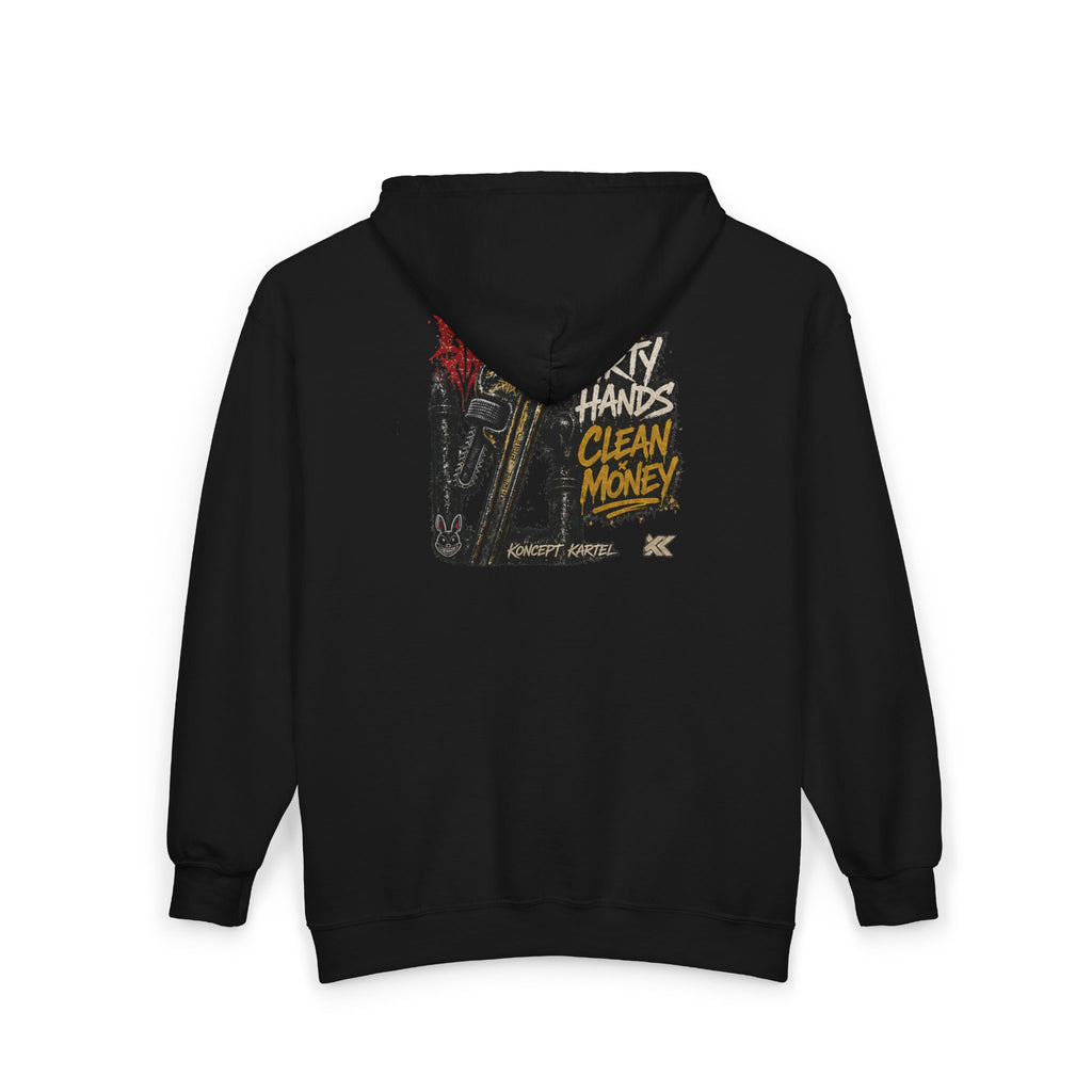 Zip Hoodie — Koncept Kartel 'Dirty Hands Clean Money' Graphic Zip-Up