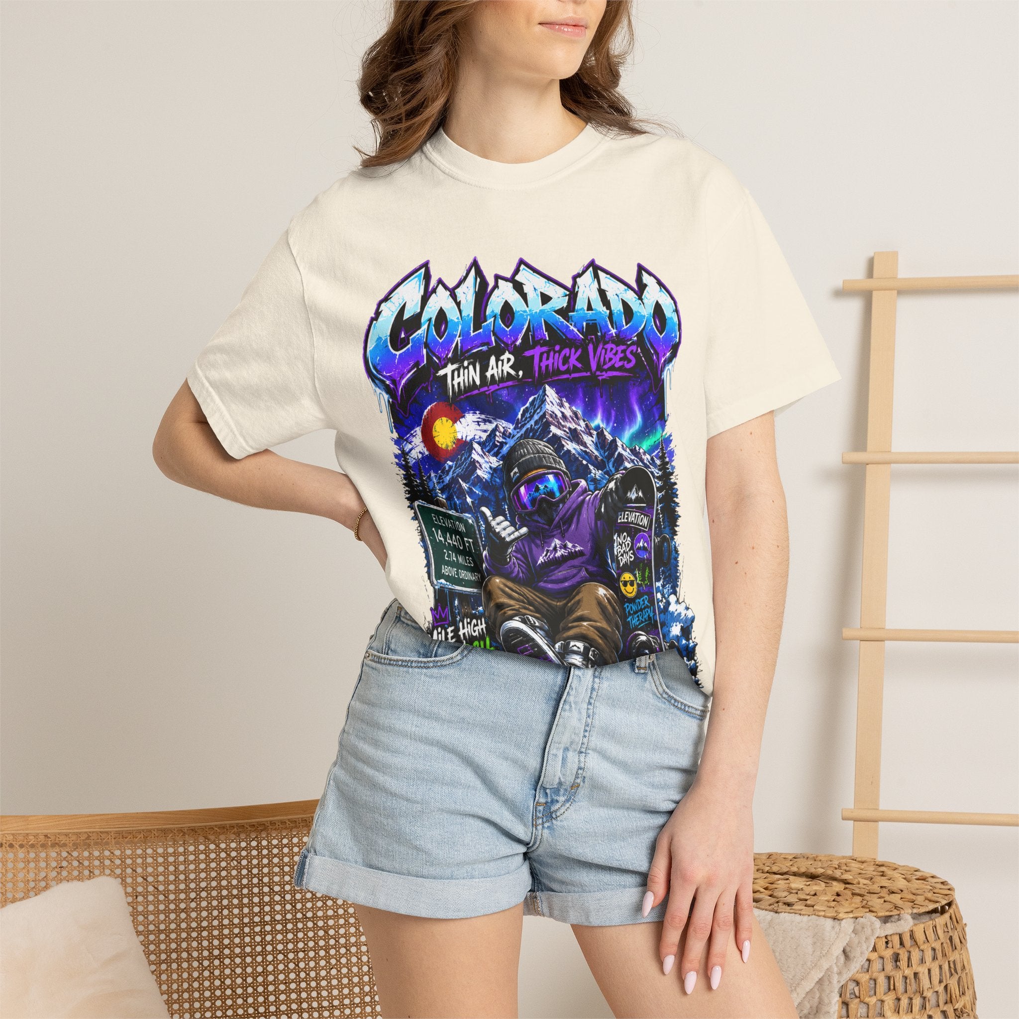 Colorado Ski & Snowboard T-Shirt — Think Air, Thick Vibes Graphic Tee