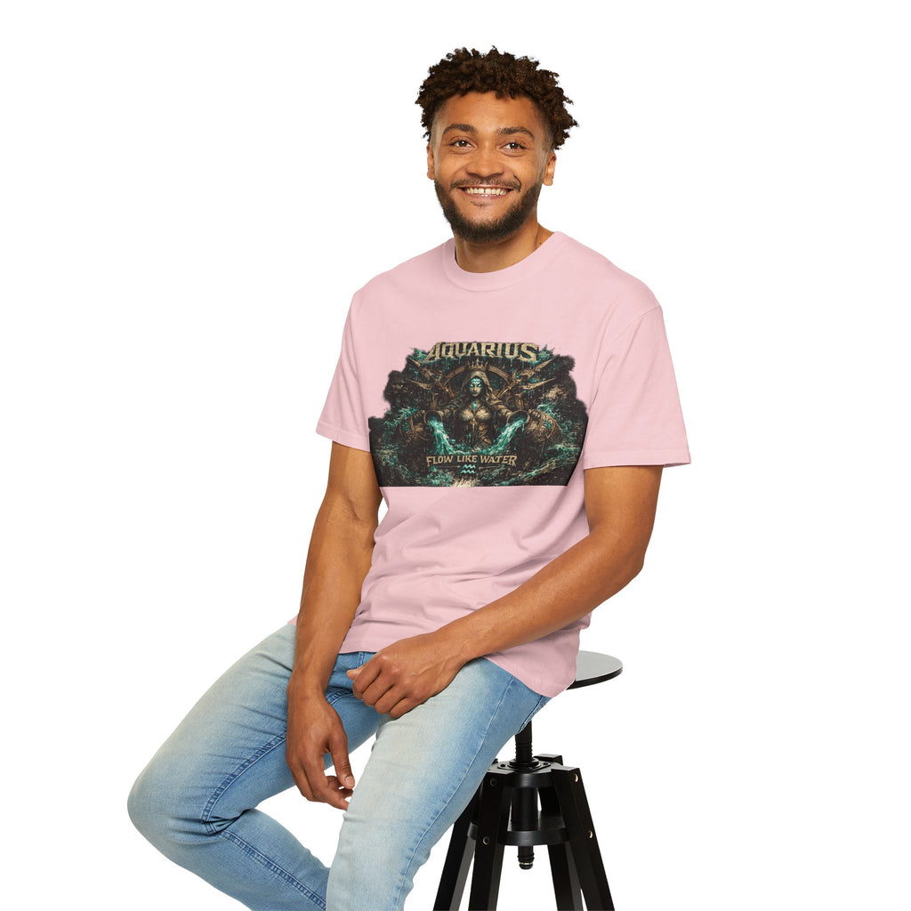 Aquarius Zodiac T-shirt — “Flow Like Water” Astrological Graphic Tee