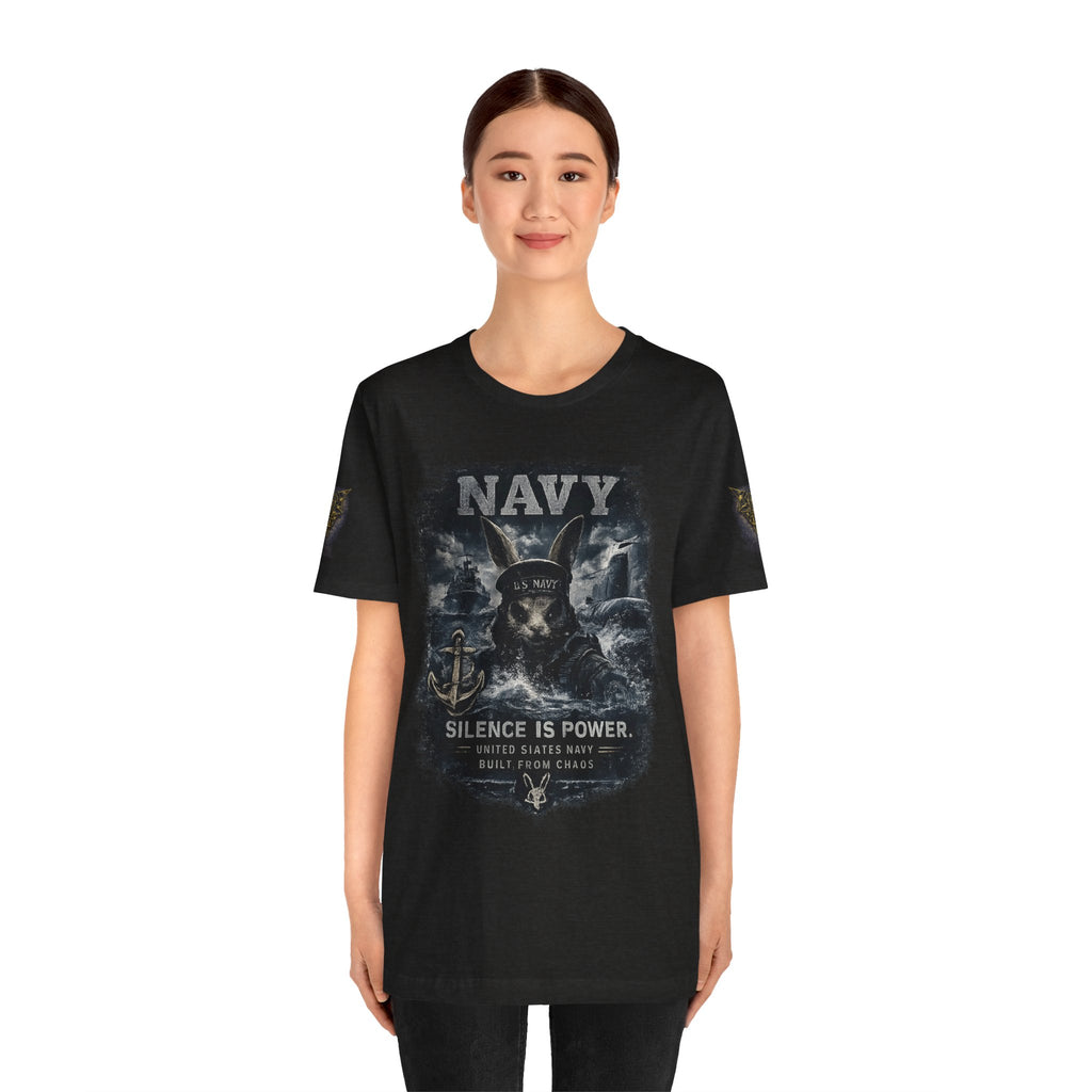 Navy 'Silence Is Power' Skull Anchor Tee — Fair Winds & Following Seas Back Graphic