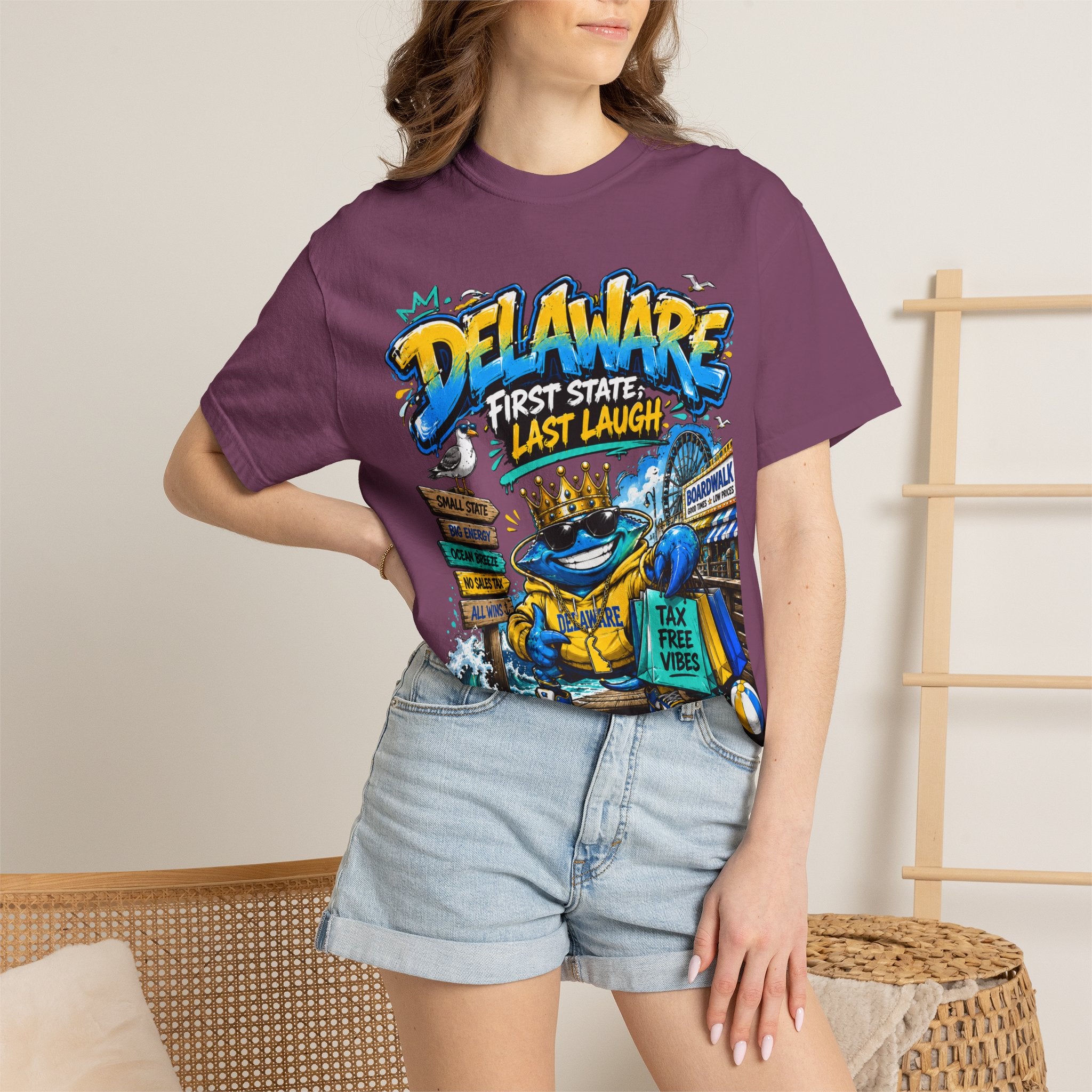 Delaware Frog Graphic T-Shirt — 'First State, Last Laugh' Coastal Souvenir Tee